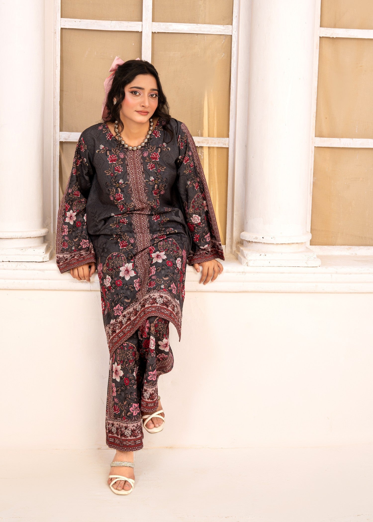swiss lawn Co Ord Sets in Charcoal