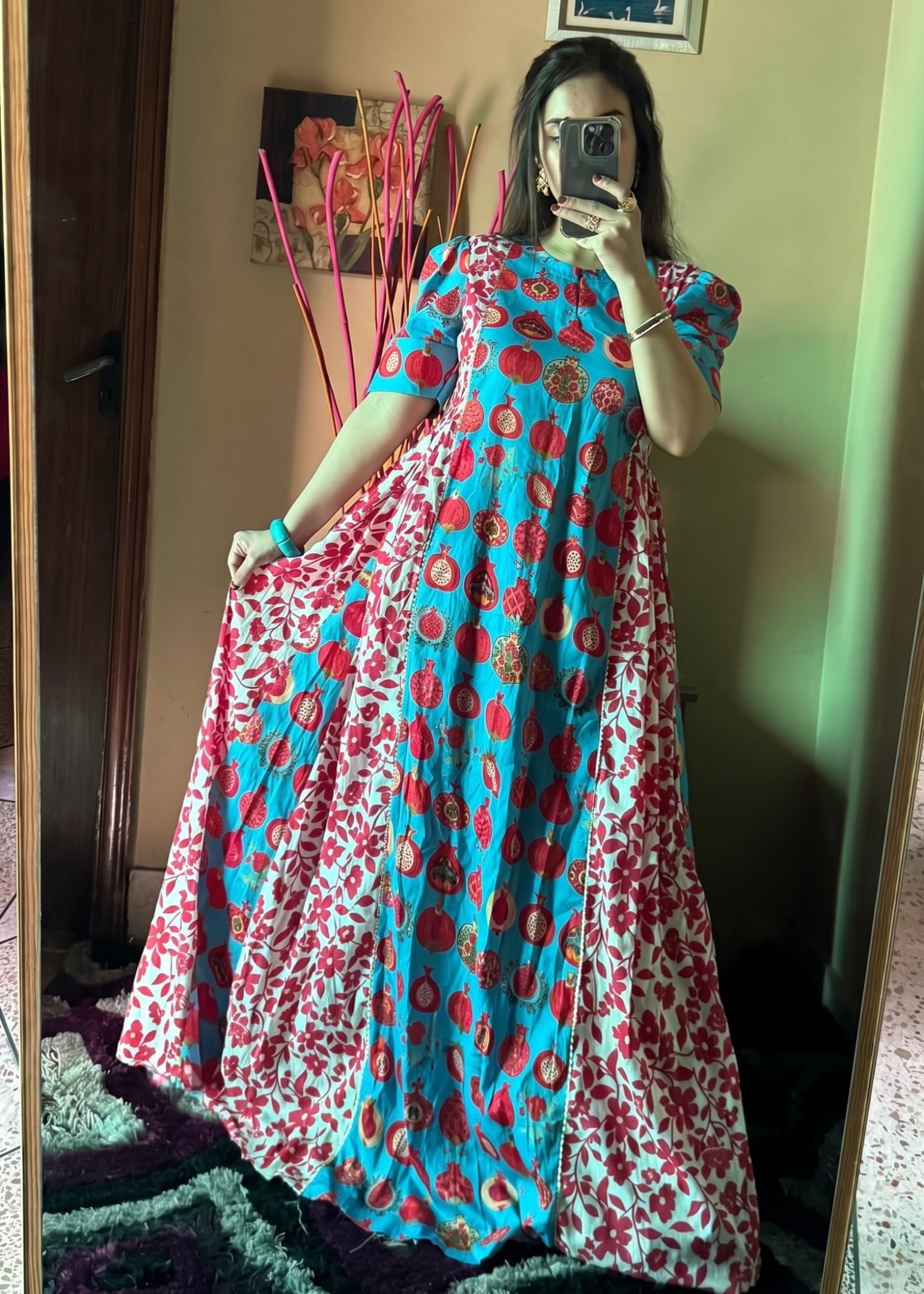 lawn Anarkali in Multi