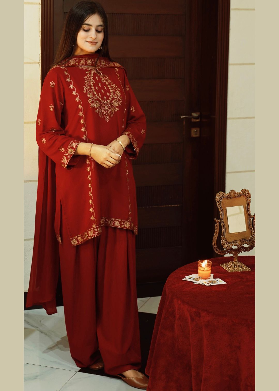karandi Unstitched in Red