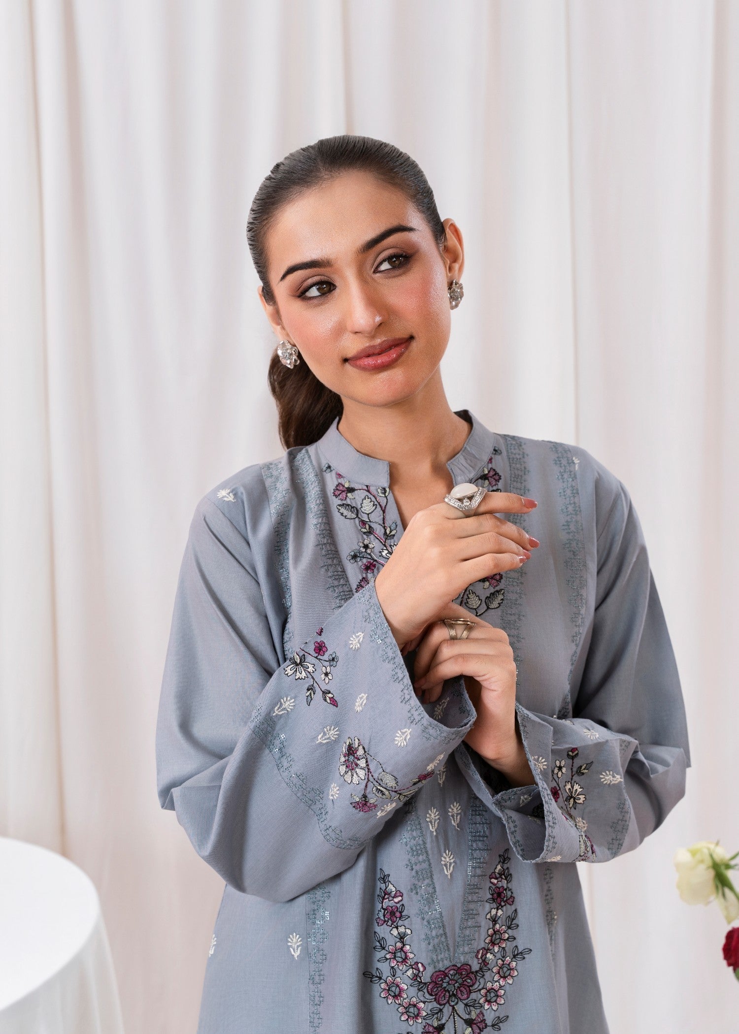 cotton Kurta Set in Periwinkle