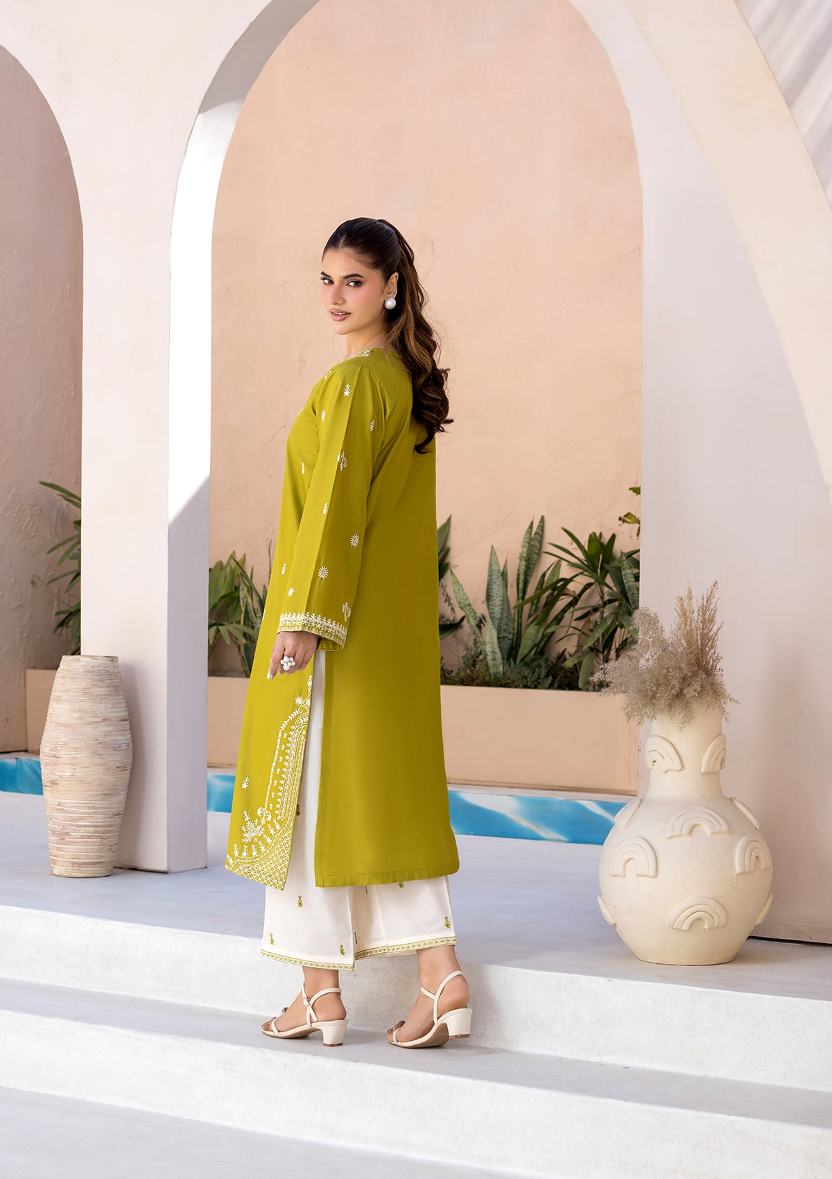 cotton Kurta Set in Olive green