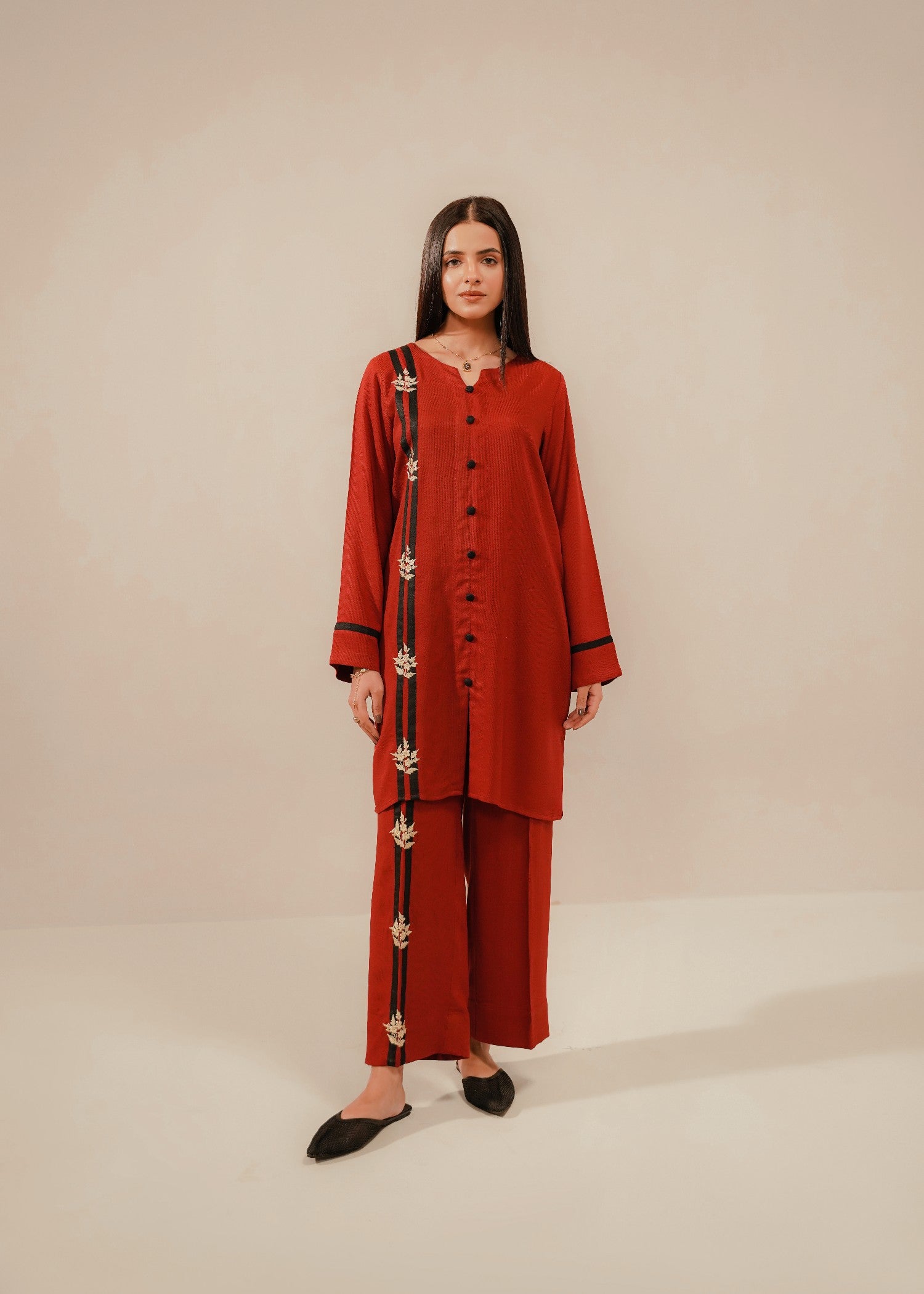 corduroy Co Ord Sets in Ruby red