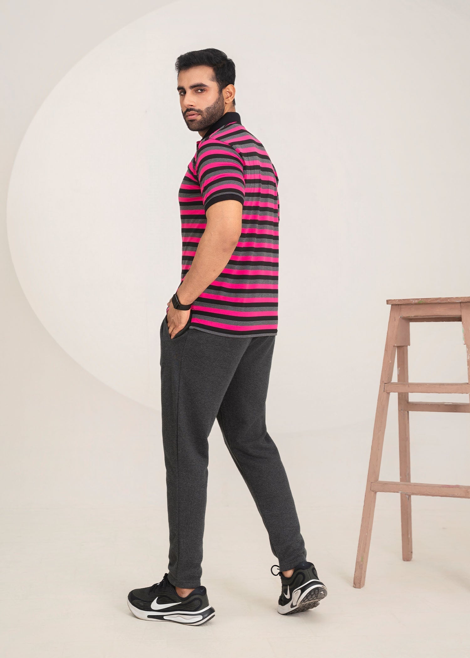 cotton Polo Shirt in Hot pink