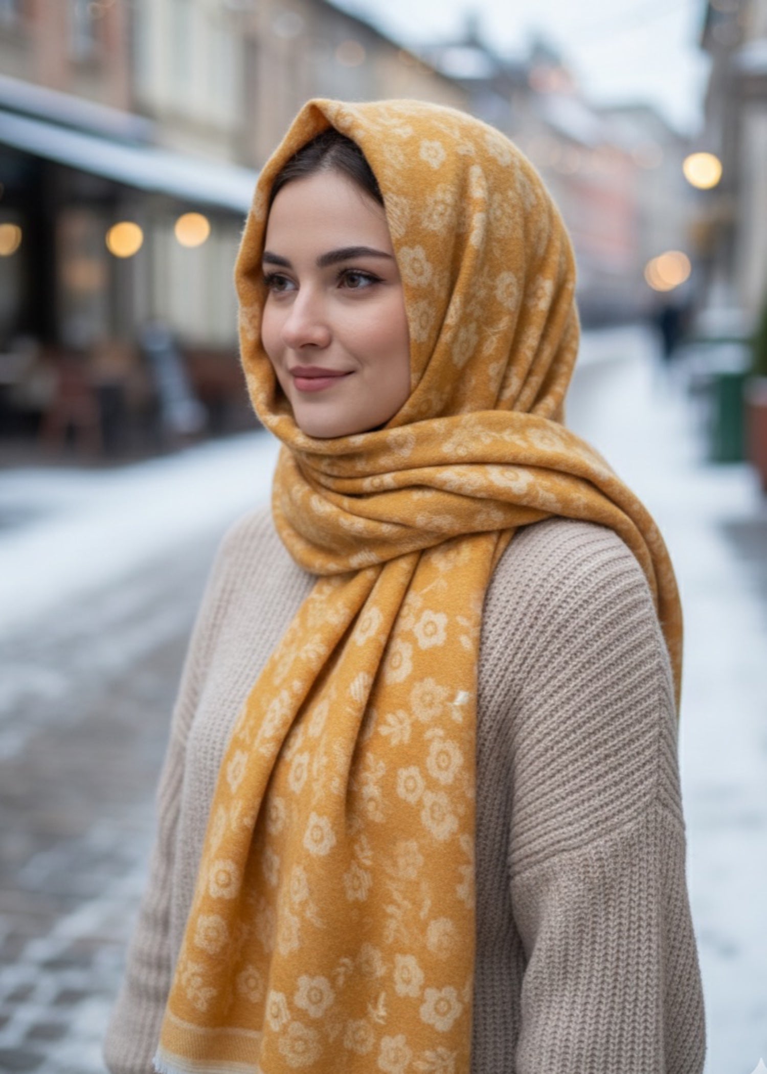 wool Hijab in Mustard