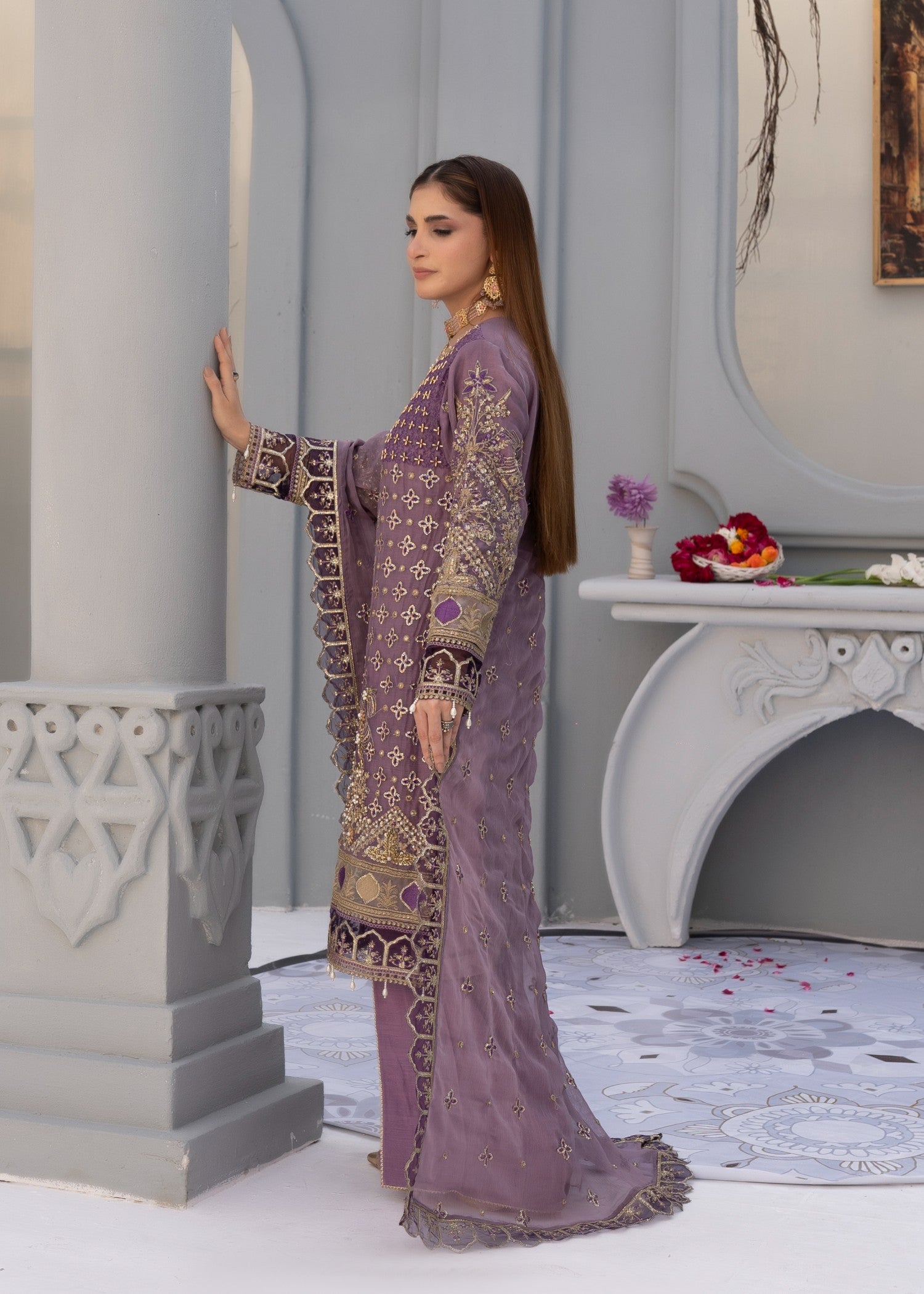 chiffon Sharara in Mulberry