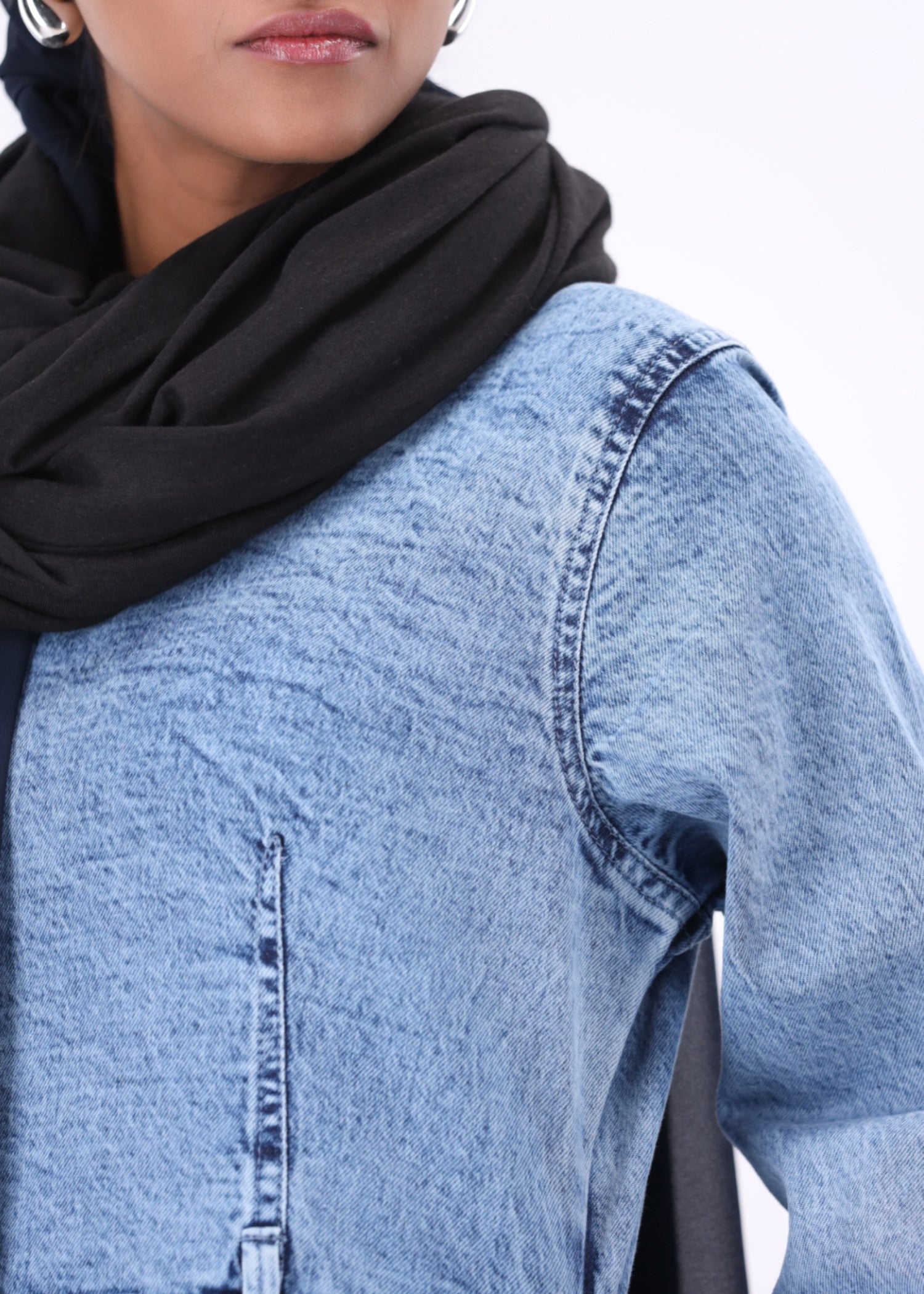 acid-wash denim Dress in Light blue