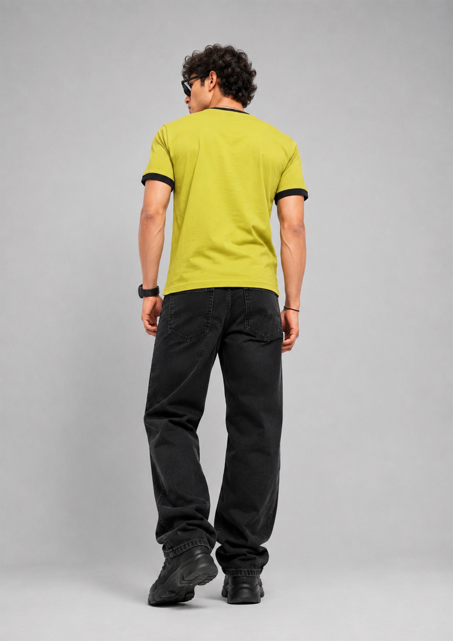 single jersey knit T Shirt in Black, key lime