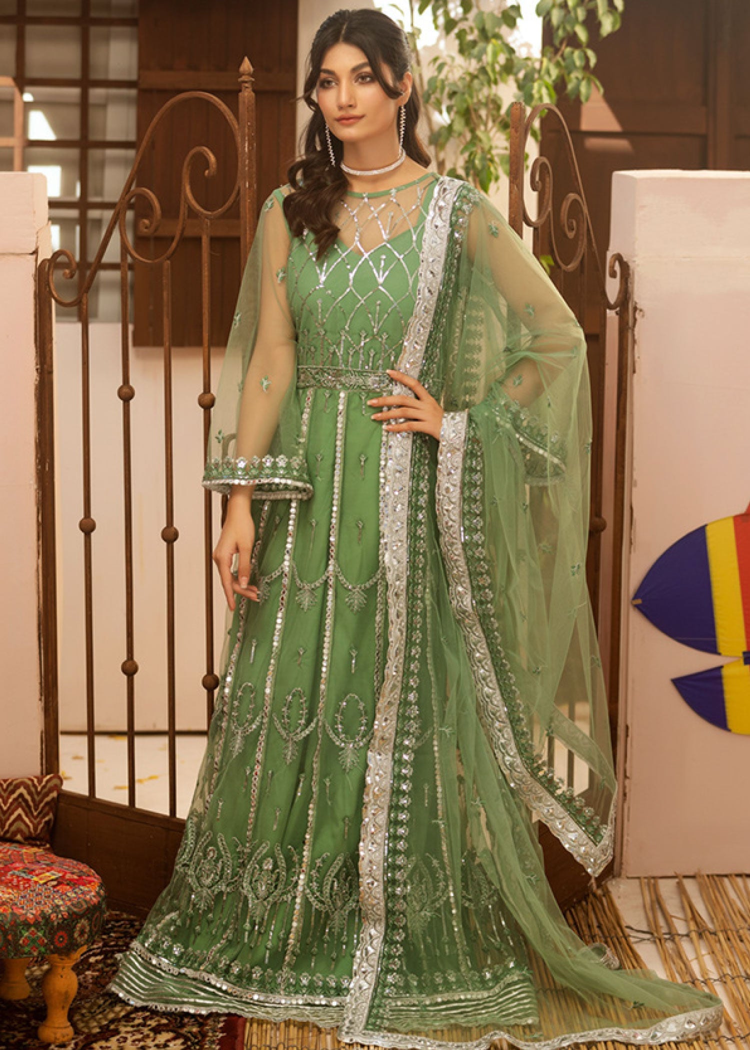 net Unstitched in Pistachio green