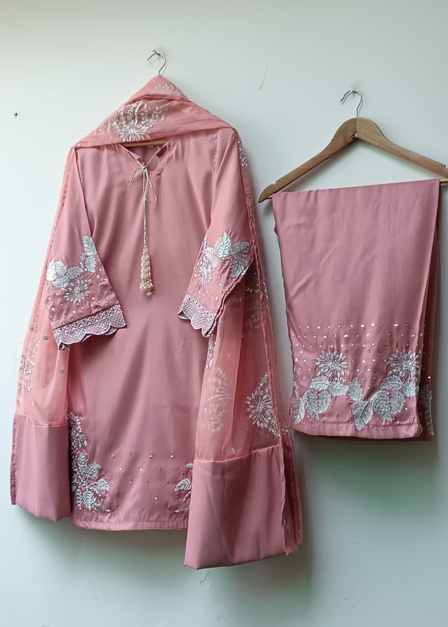 raw silk Kurta Set in Pink sherbert