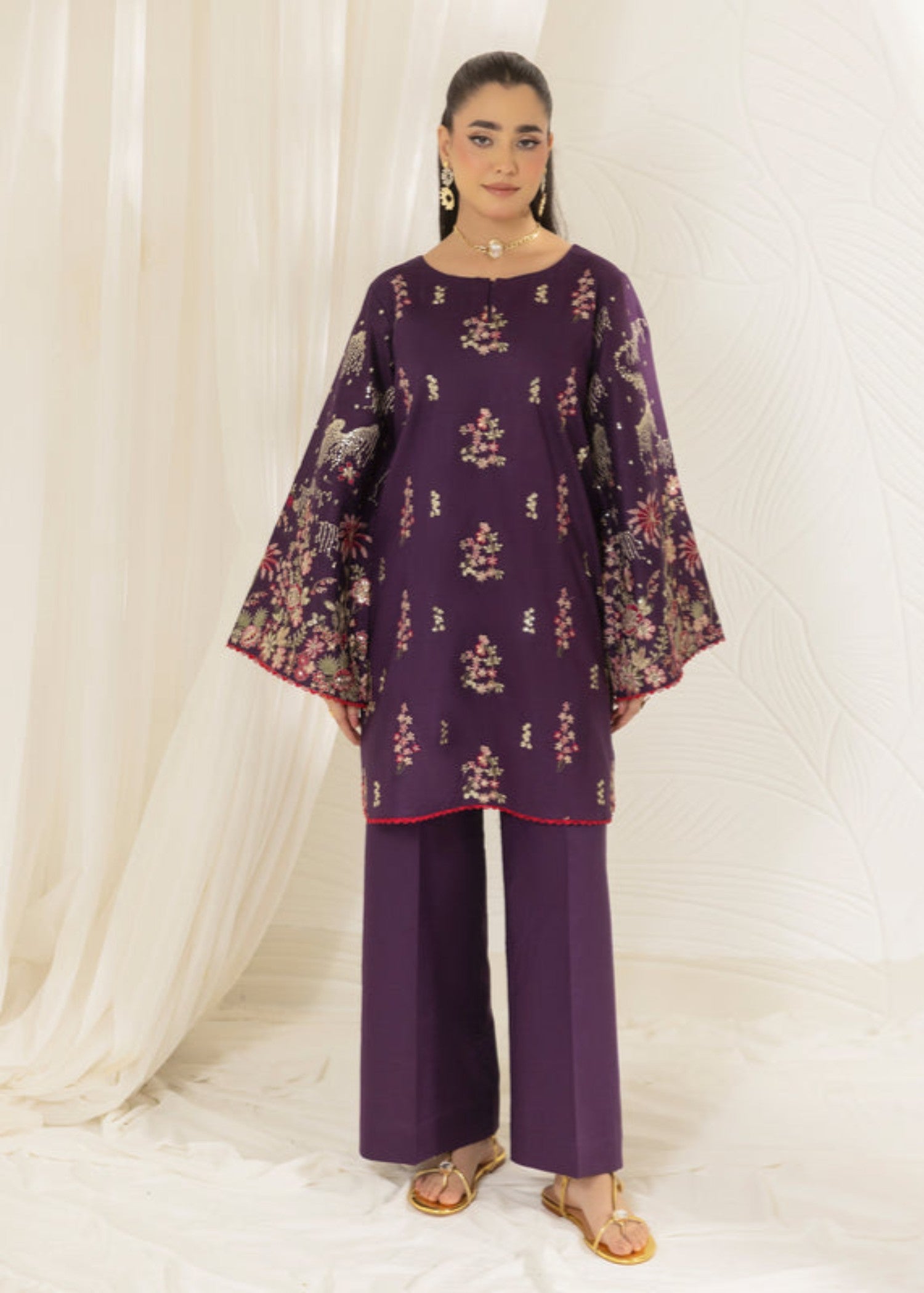 cotton dobby Kurta Set in Purple