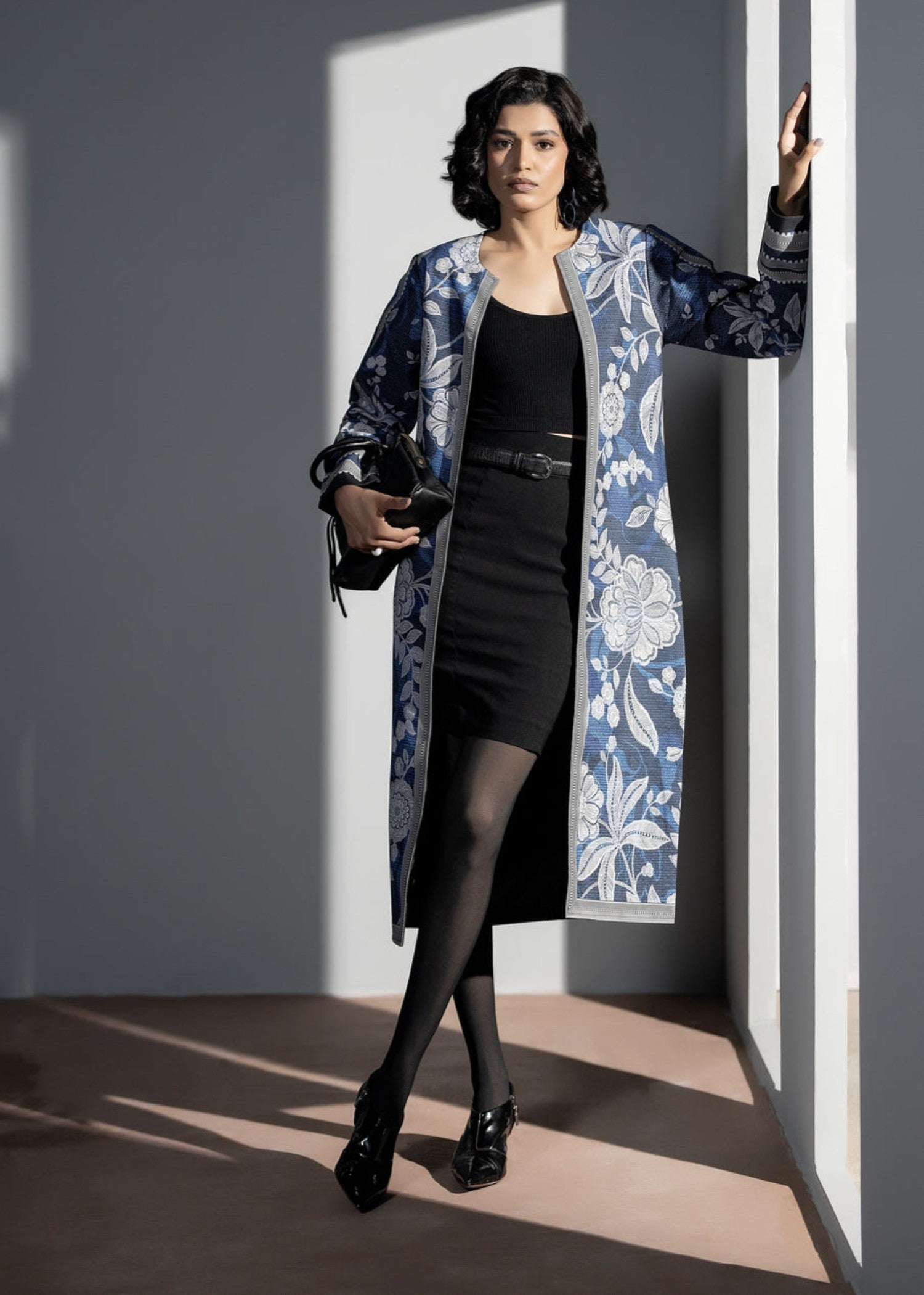 blended cambric Coat in Cobalt blue