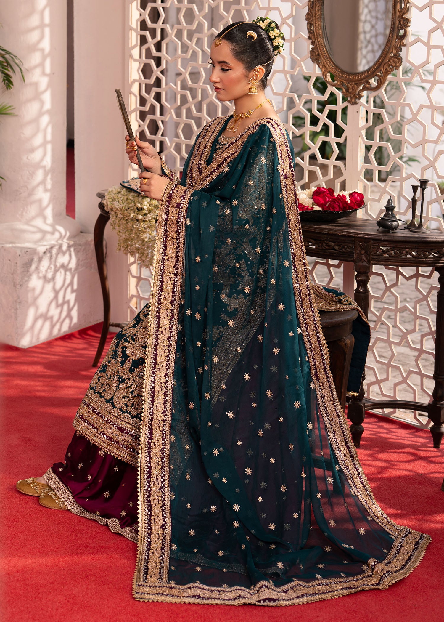 charmuse/shamooz Lehenga in Bottle green