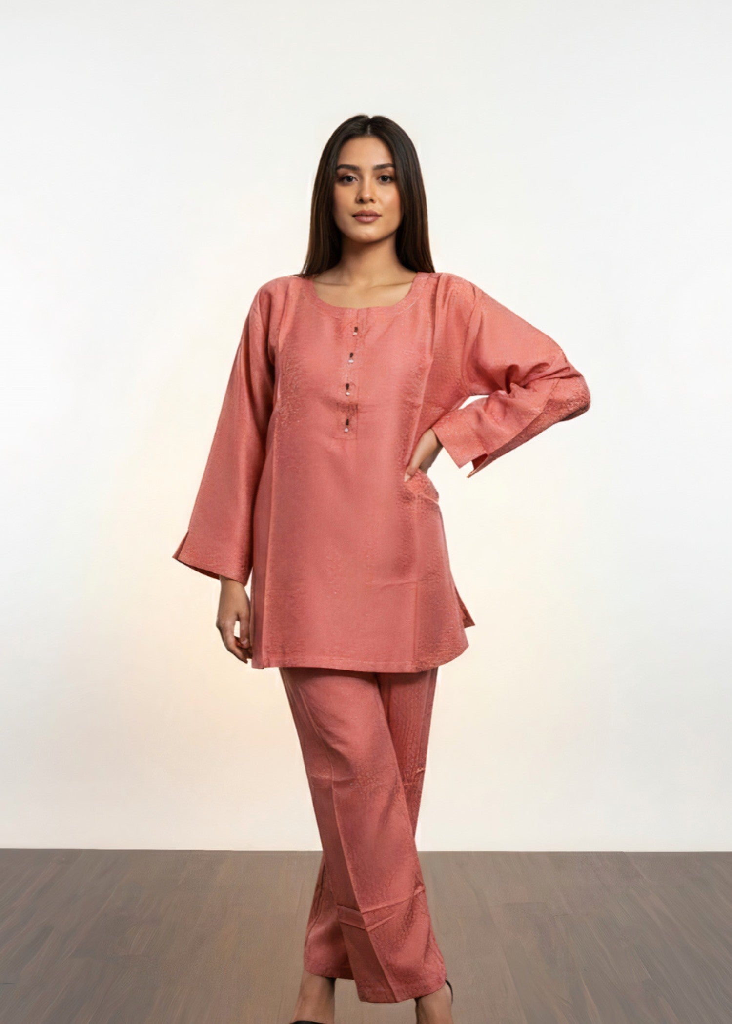 cotton Kurta Set in Salmon pink