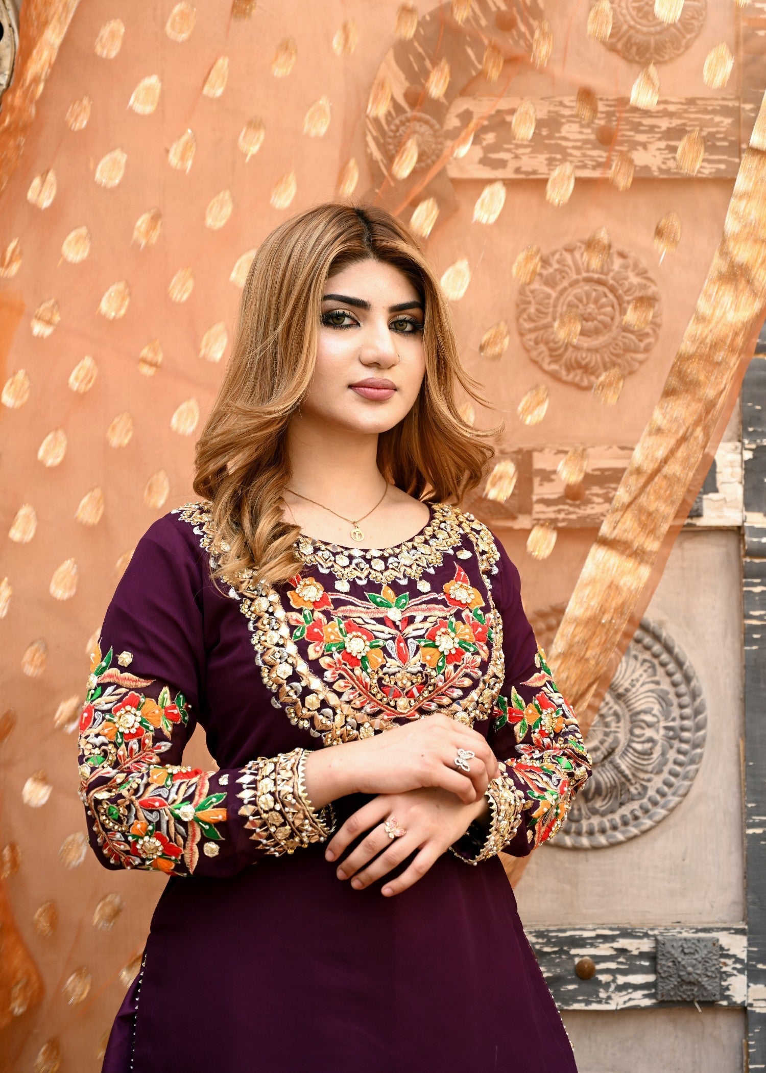 chiffon Sharara in Purple