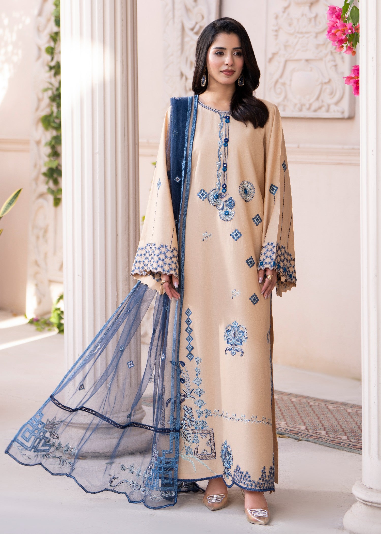 cambric Kurta Set in Buttercream