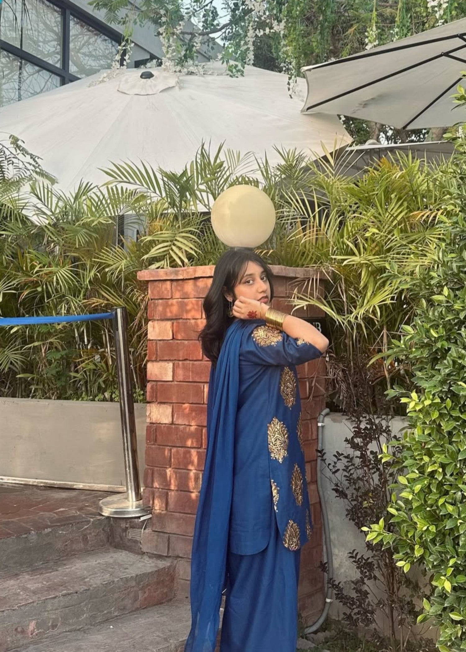 lawn Kurta Set in Sapphire blue