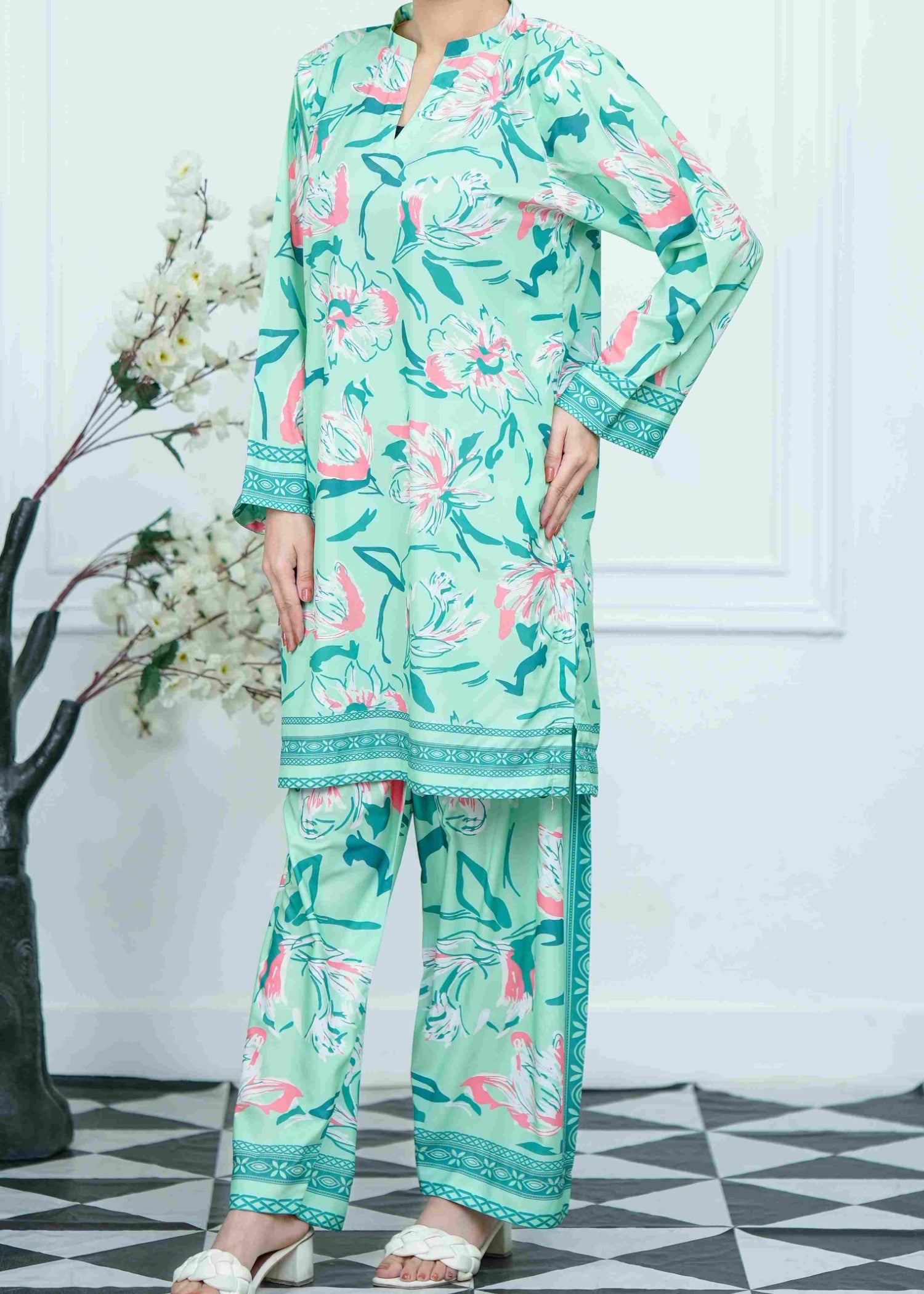 crepe Co Ord Sets in Mint green