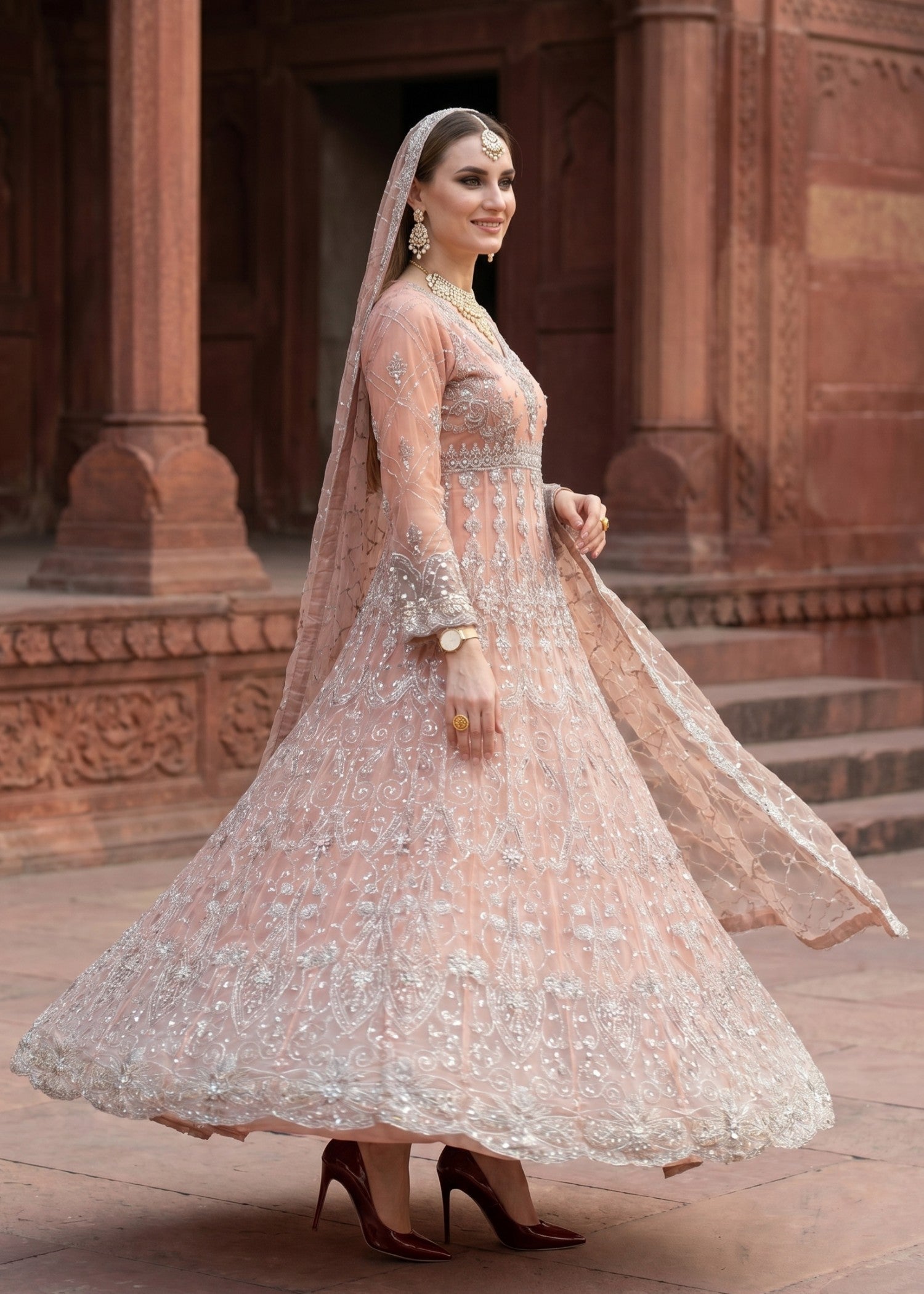 net Maxi in Indian pink