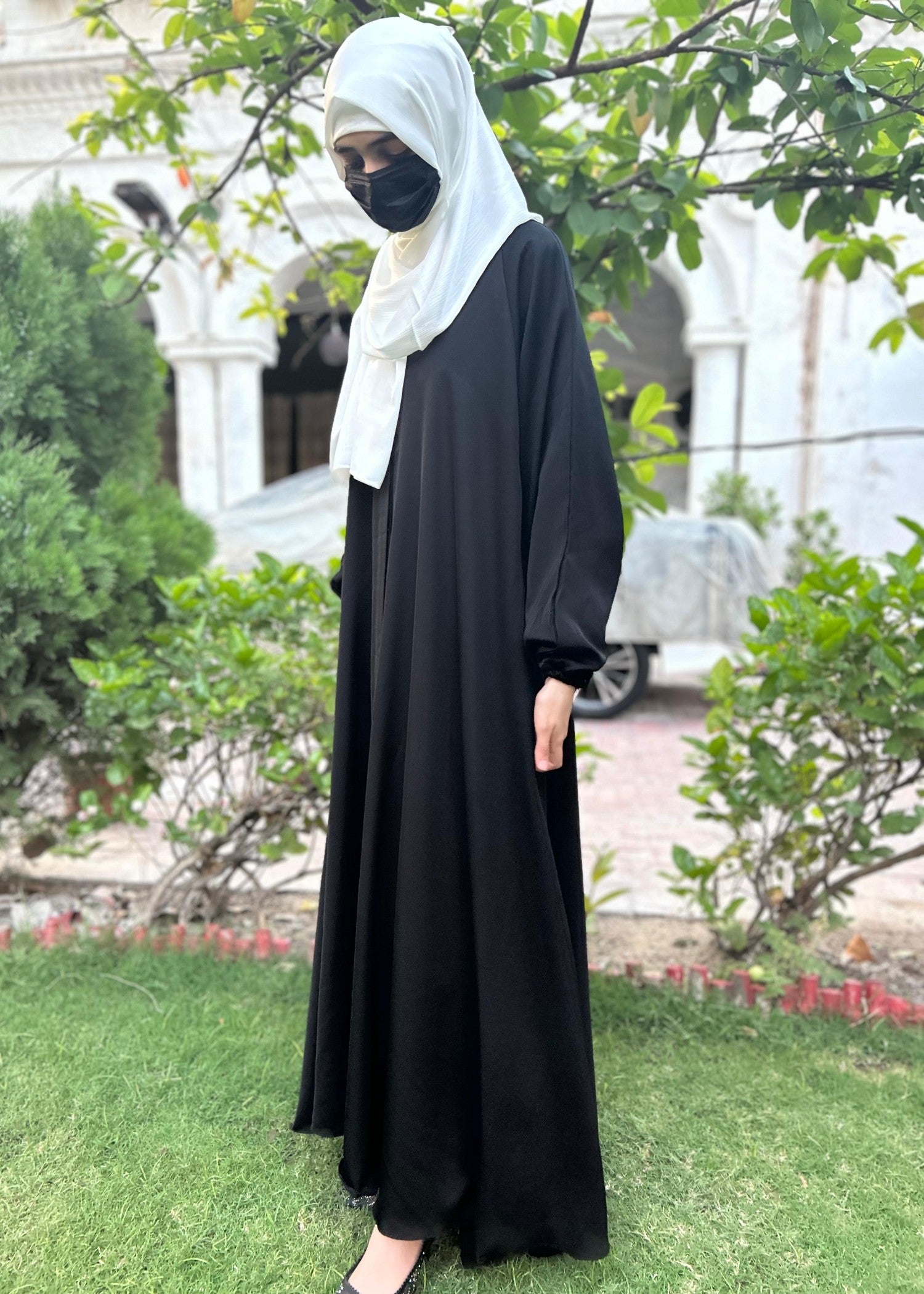 thai silk Abaya in Black