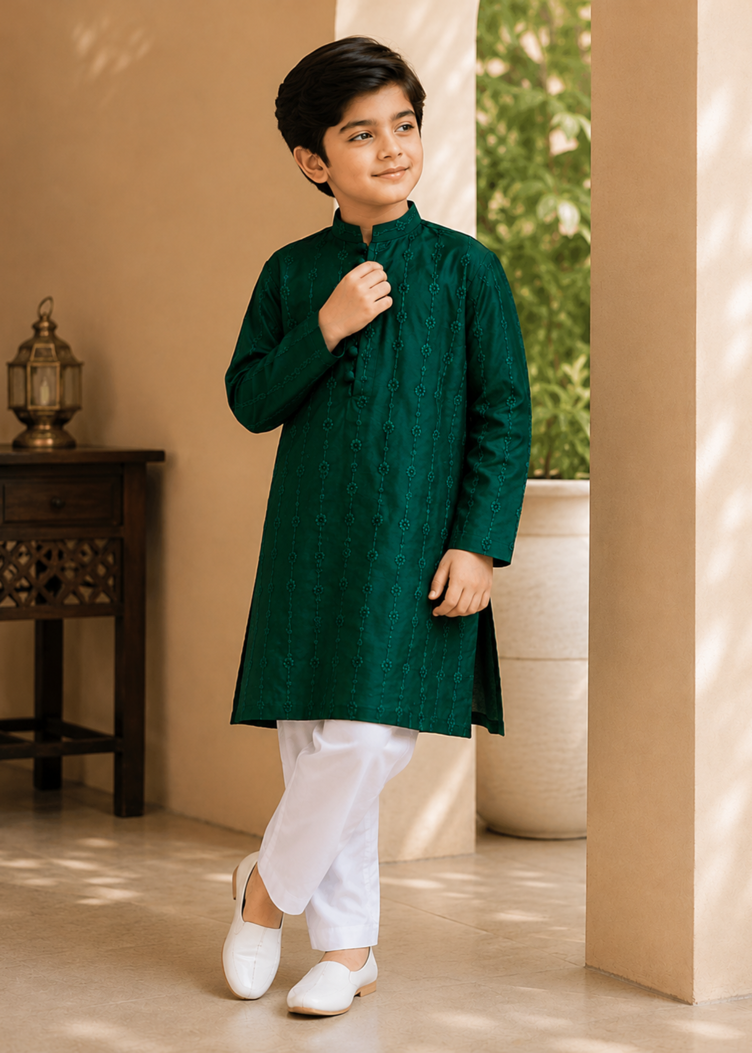 wash & wear Kurta Set in Emerald green