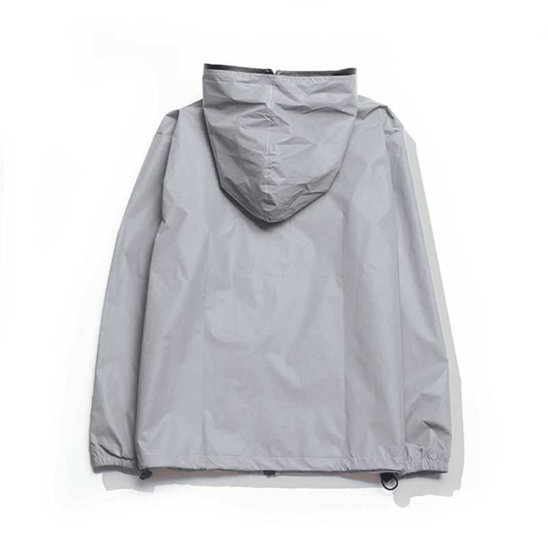 Solid Color Zipper Decoration Reflective Jacket Men'S Jacket