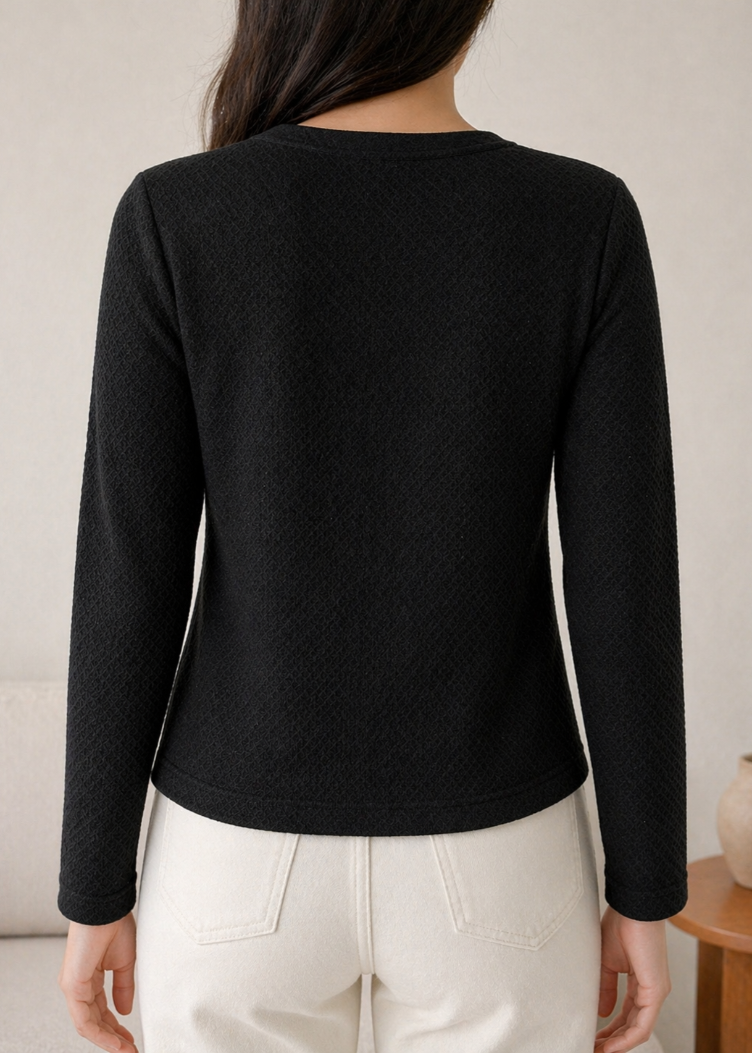 jersey knit Cardigan in Black