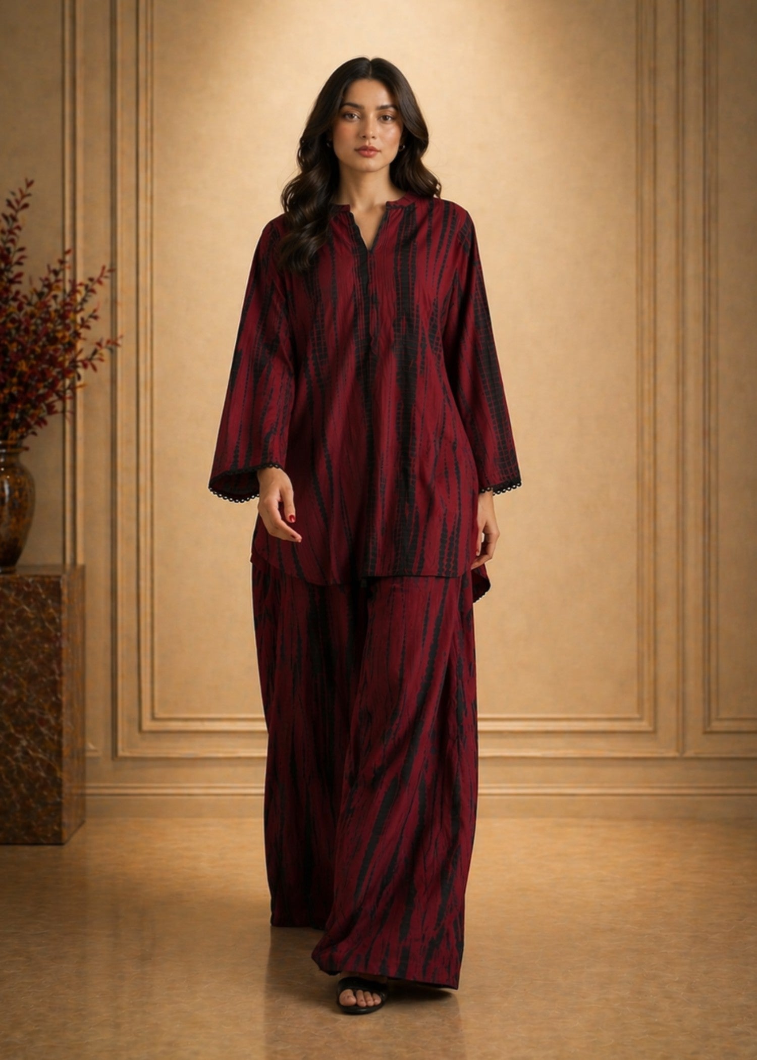 linen Co Ord Sets in Maroon