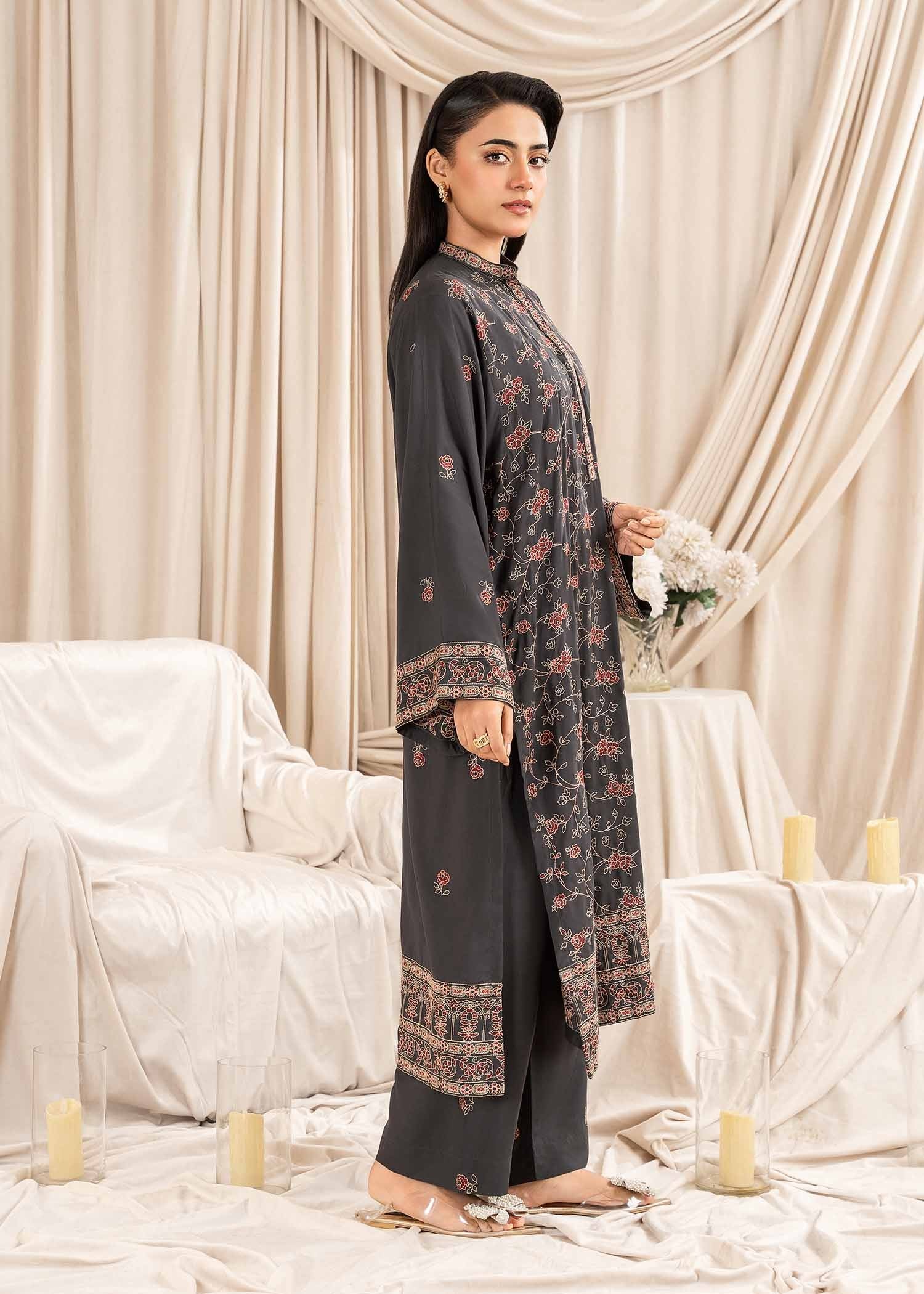 cotton viscose Kurta Set in Graphite