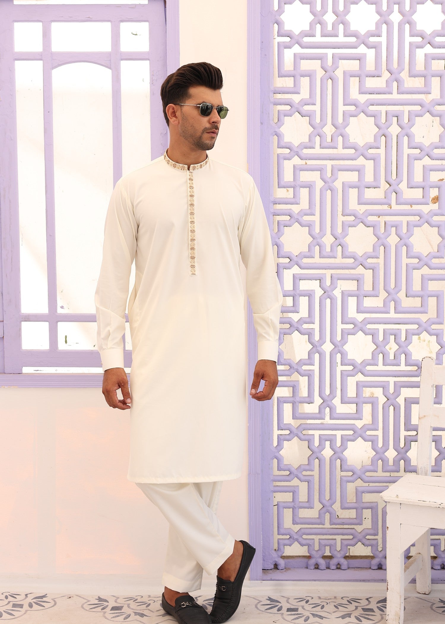 wash & wear Kurta Set in Cream