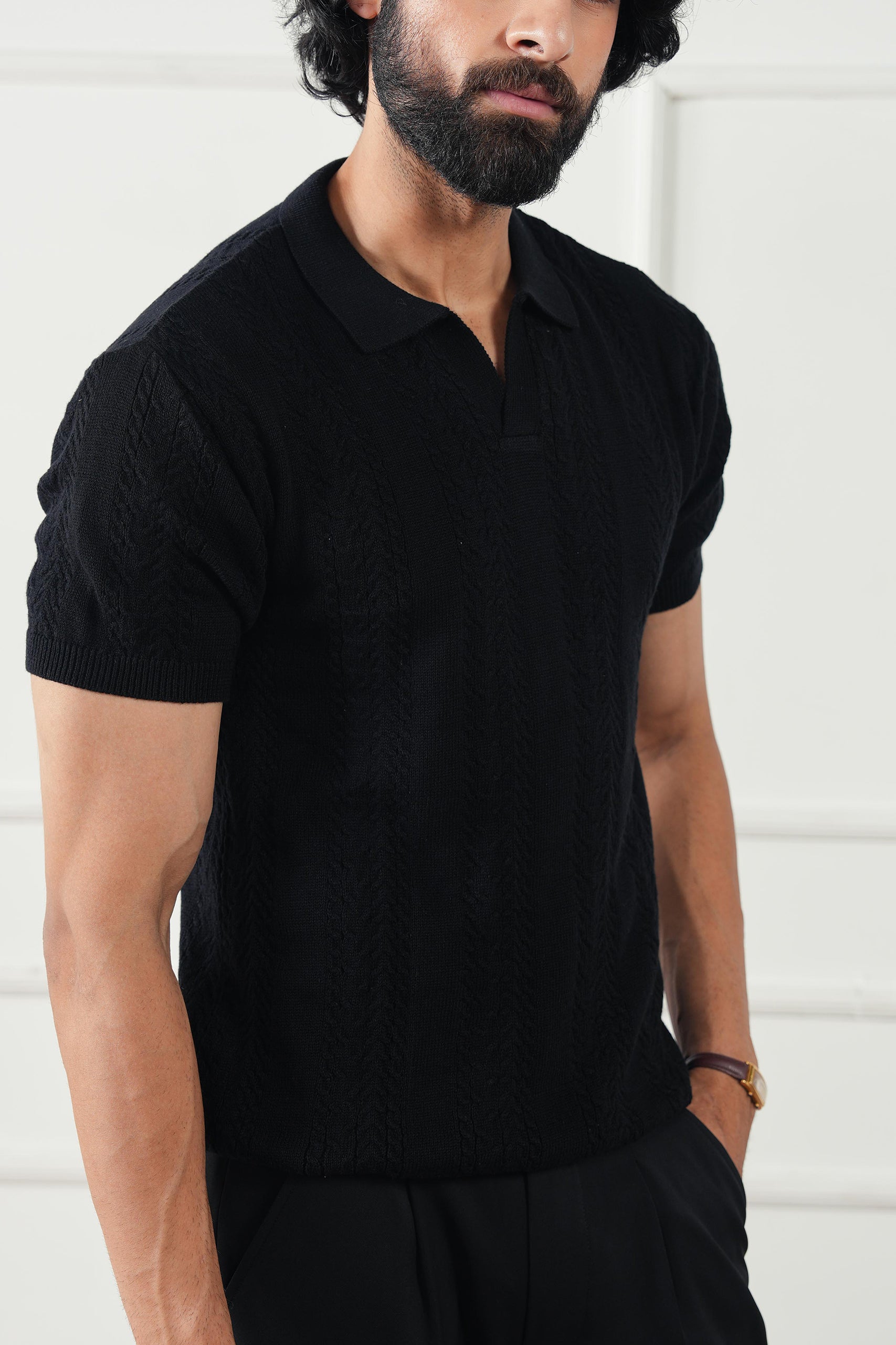 pure cotton Polo Shirt in Jet black