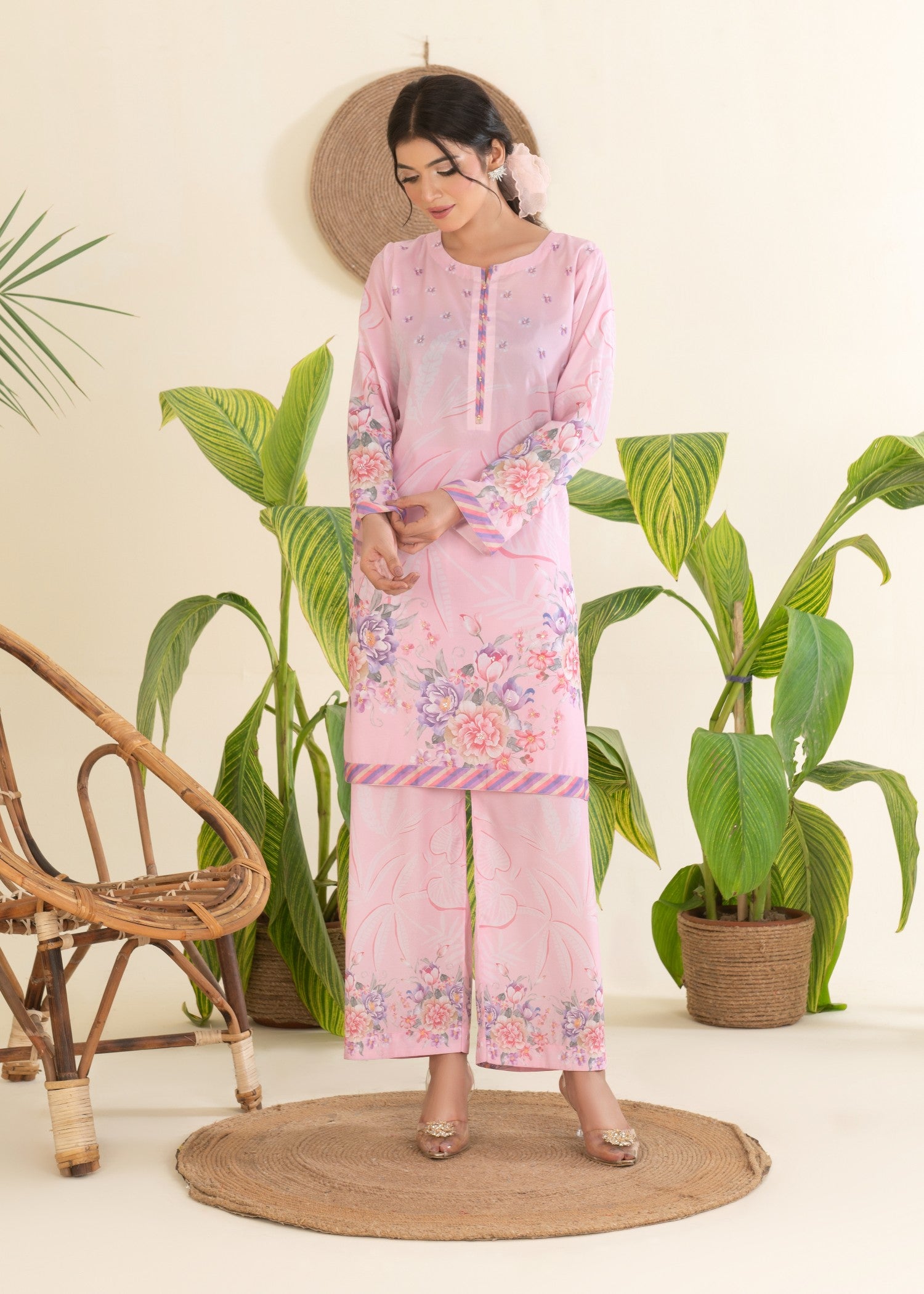 silk crepe Co Ord Sets in Pink