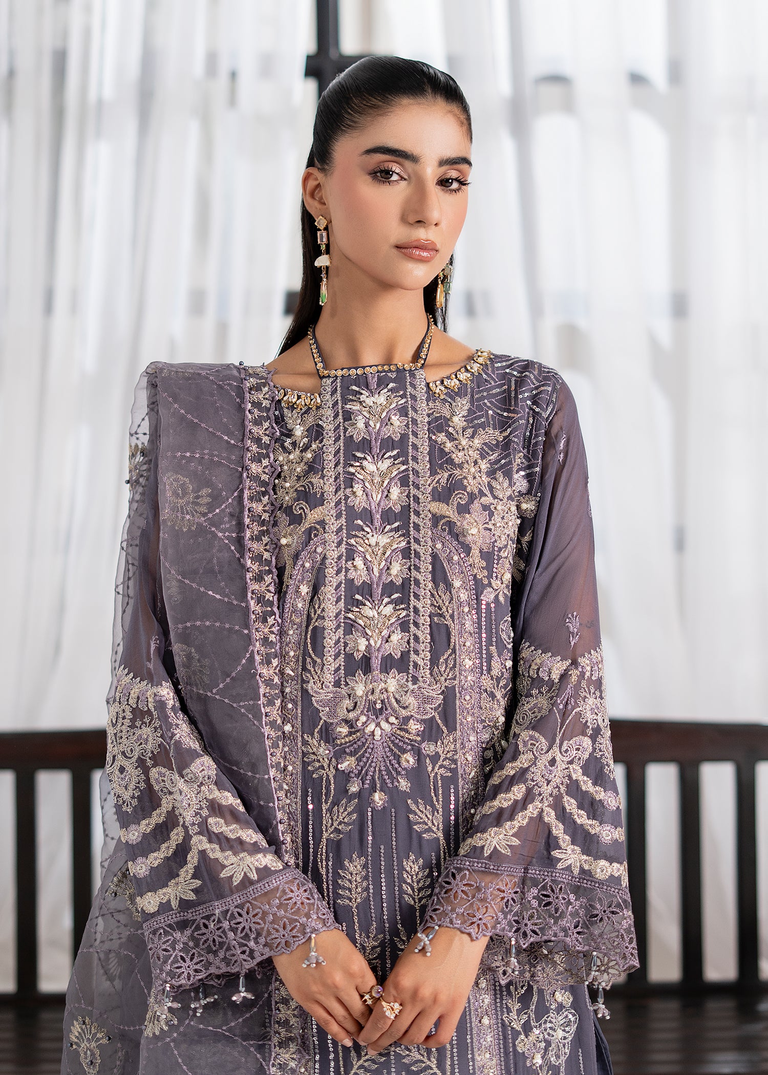 chiffon Sharara in Slate grey