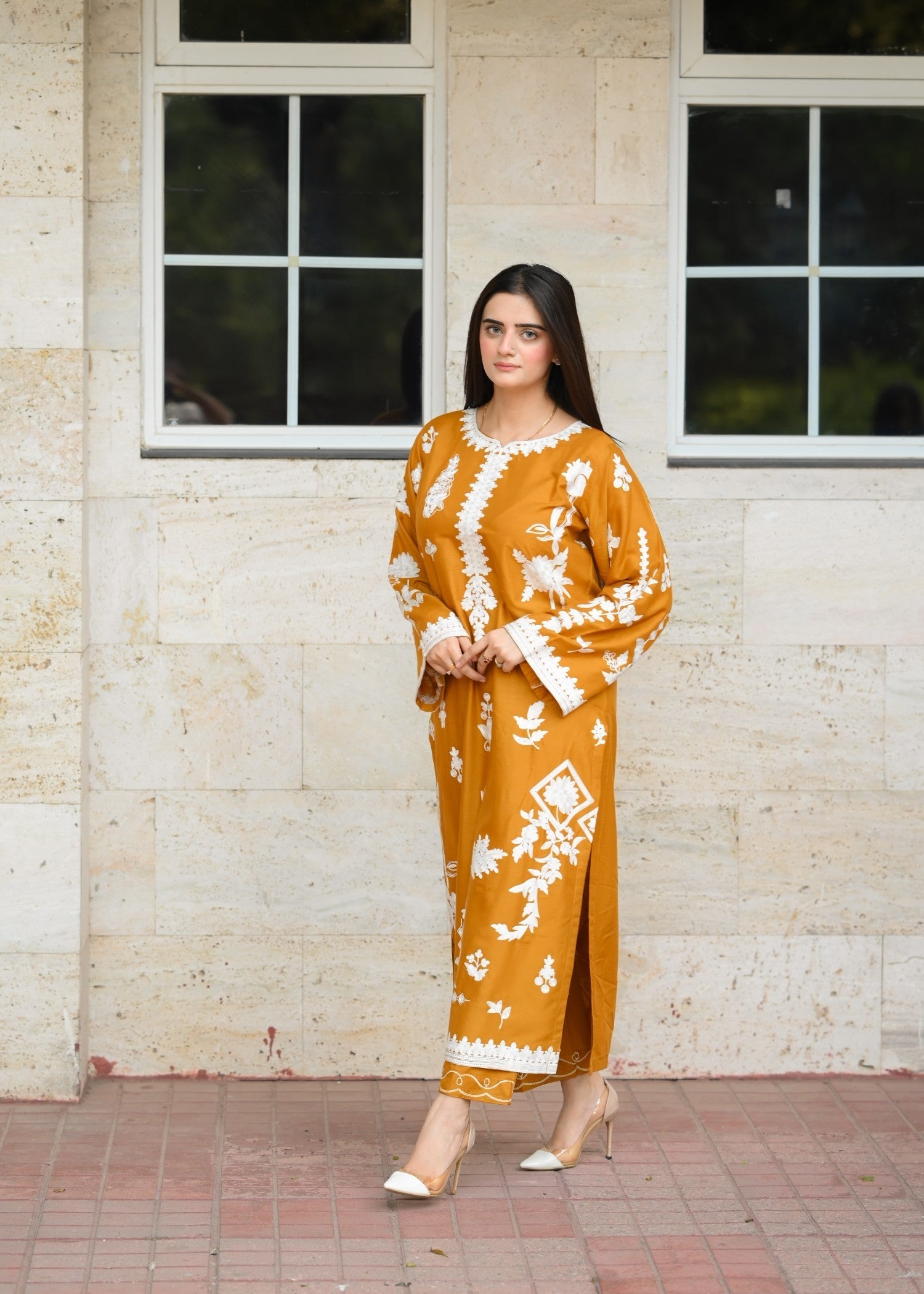 linen Kurta Set in Mustard