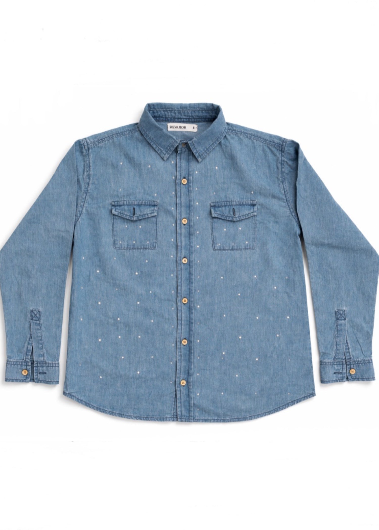 denim-like chambray Top in Sky blue