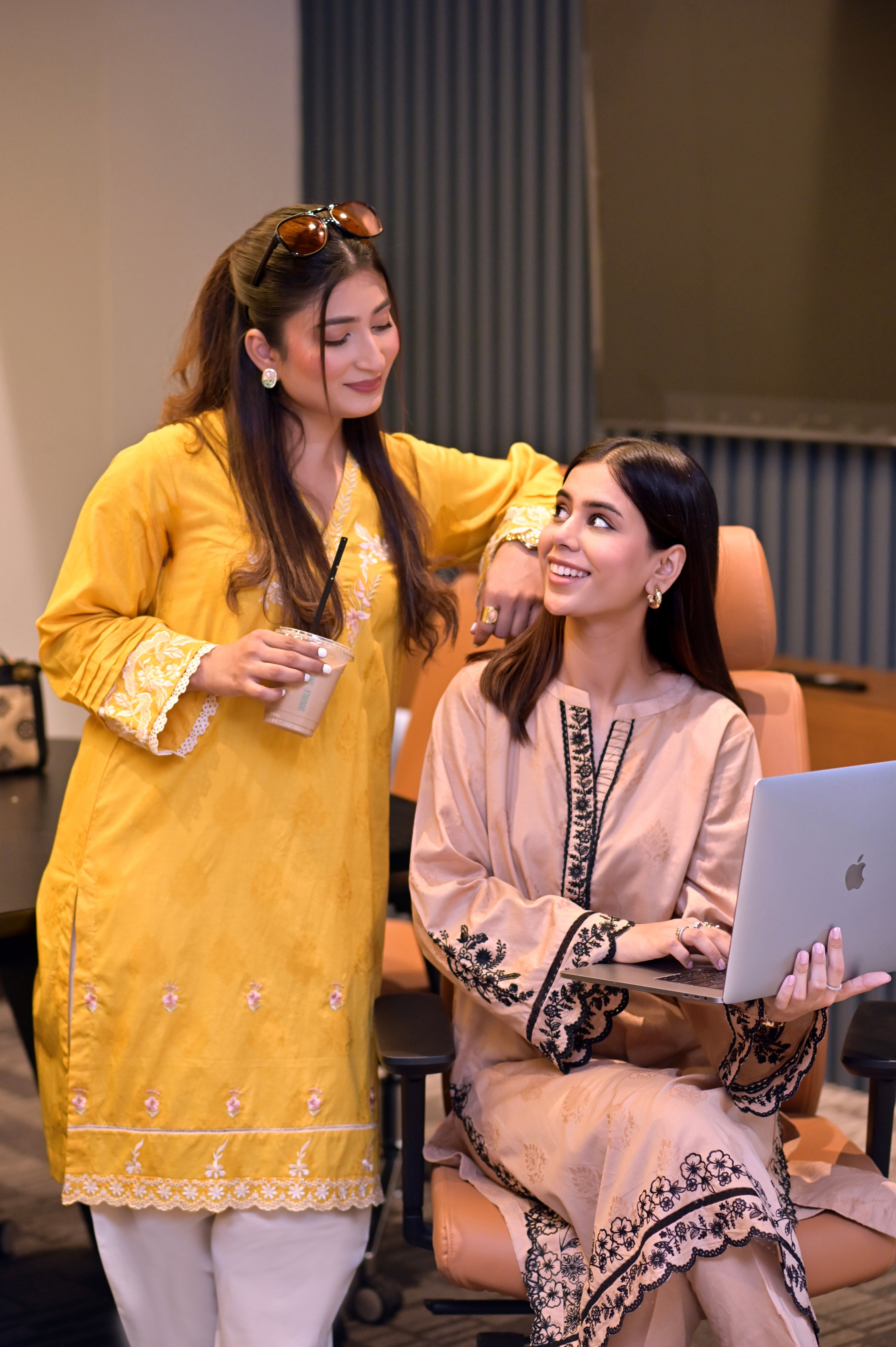 jacquard Kurti in Mellow yellow