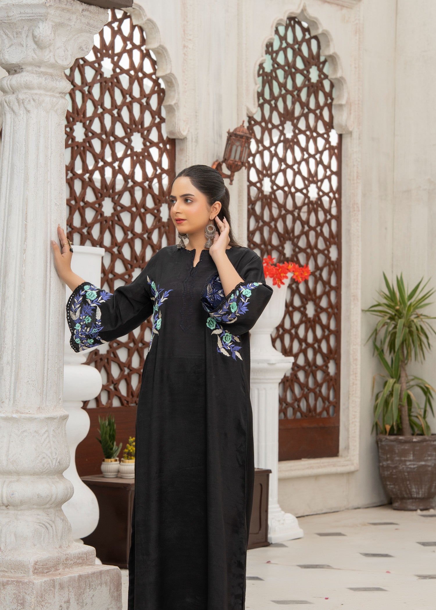 cotton Kaftan in Black