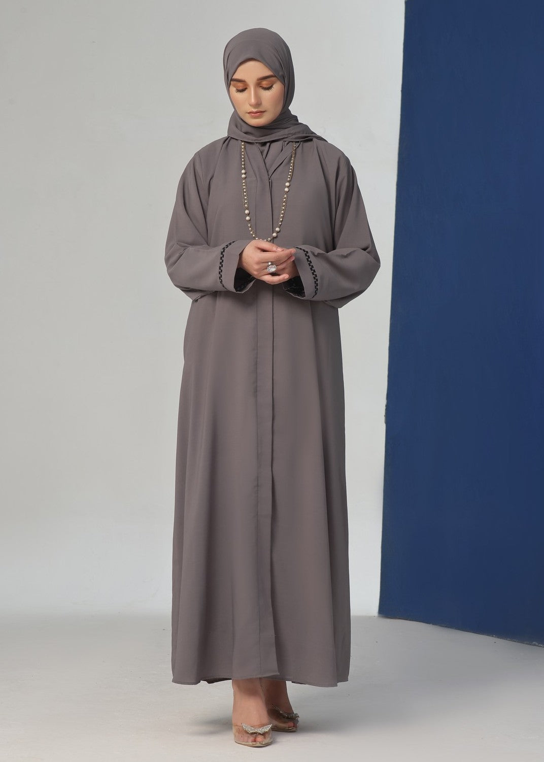 nidha Abaya in Grey