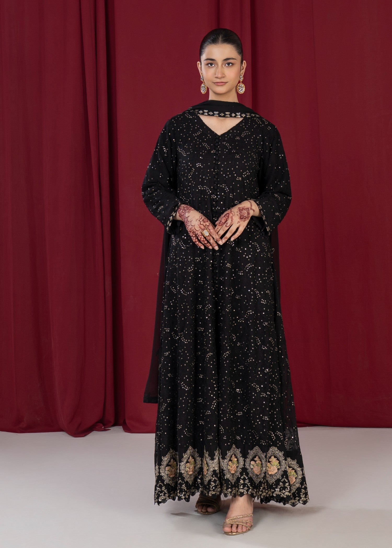 bemberg crinkle chiffon Maxi in Black