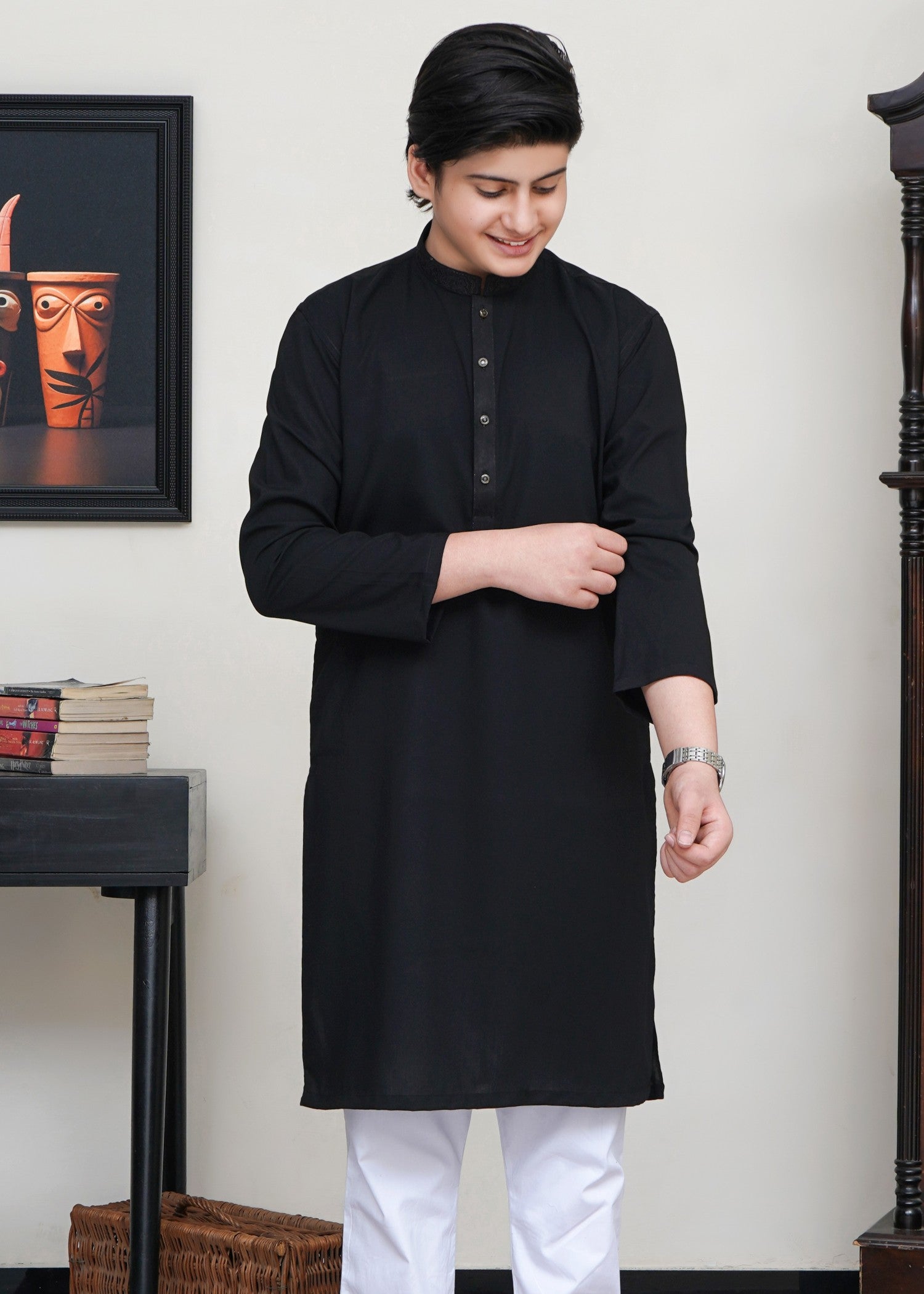 wash & wear Kurta in Black