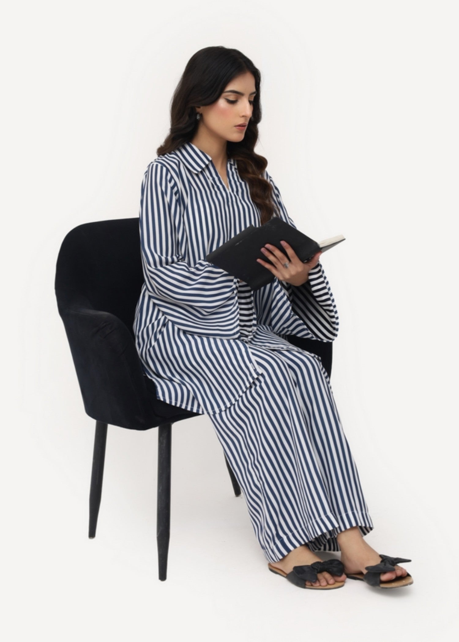 silk finish lawn Co Ord Sets in Navy blue