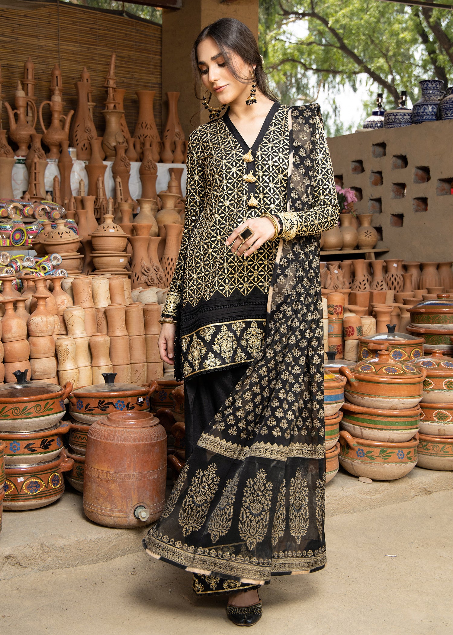 viscose Kurta Set in Black
