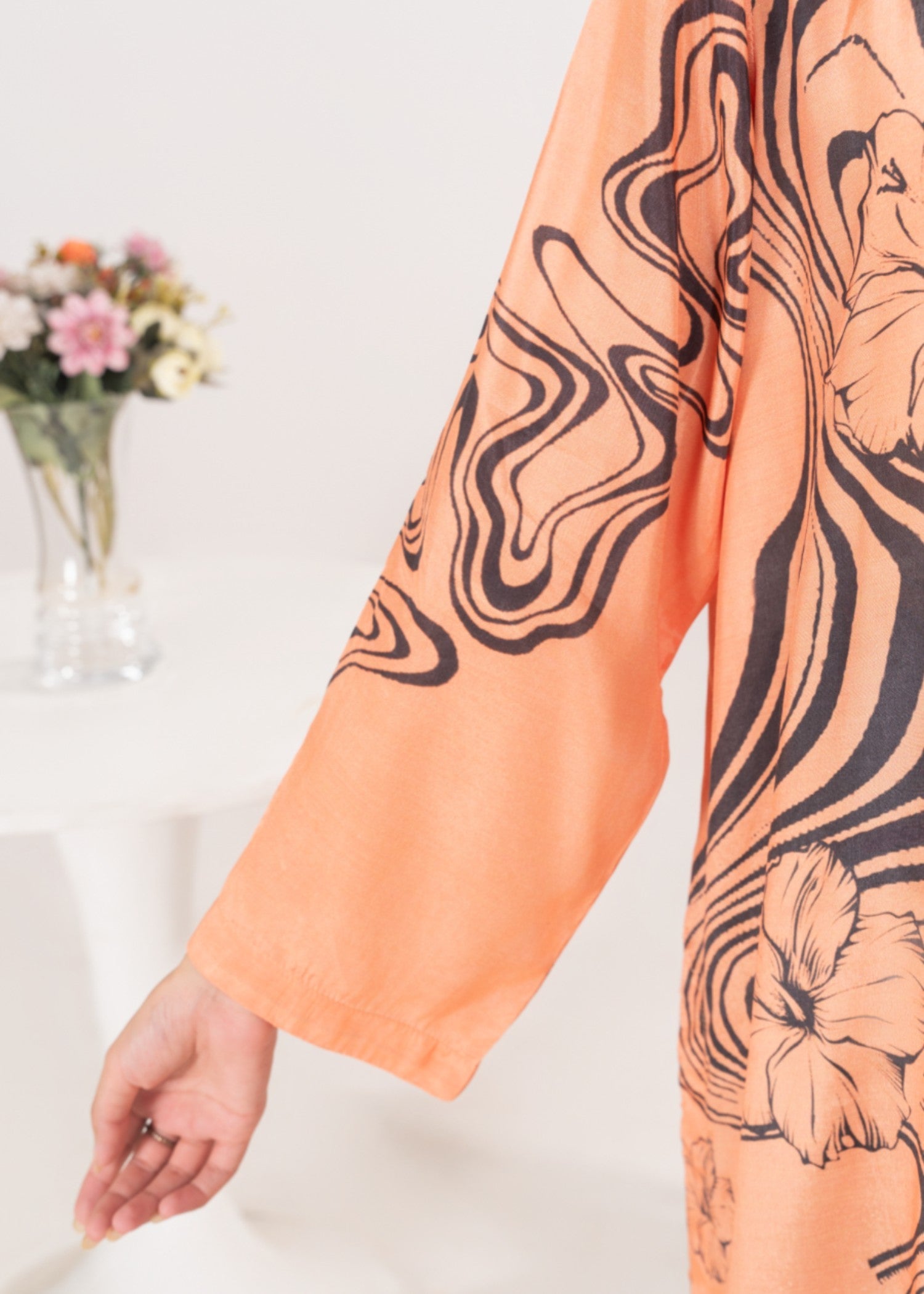 silk Kurti in Peach orange