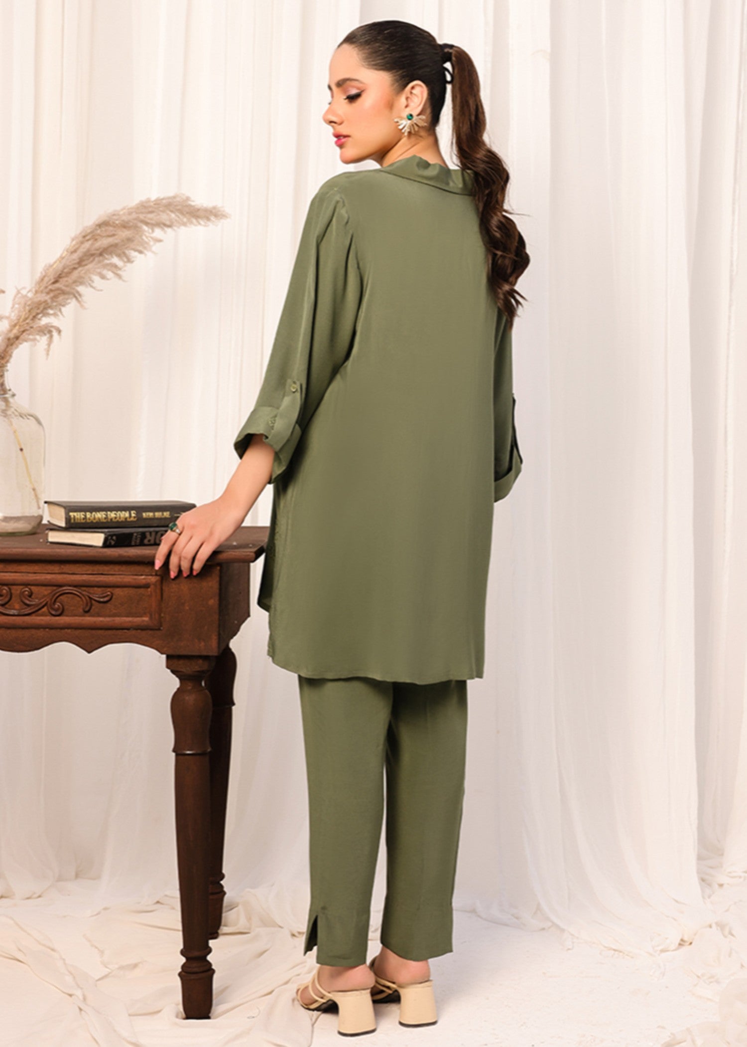 viscose Co ord Sets in Olive green