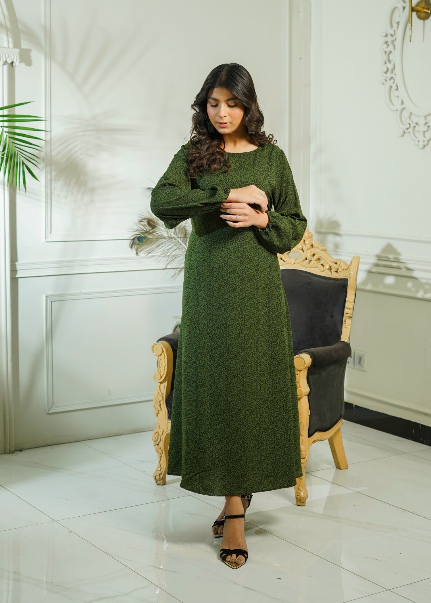 crepe Maxi in Green