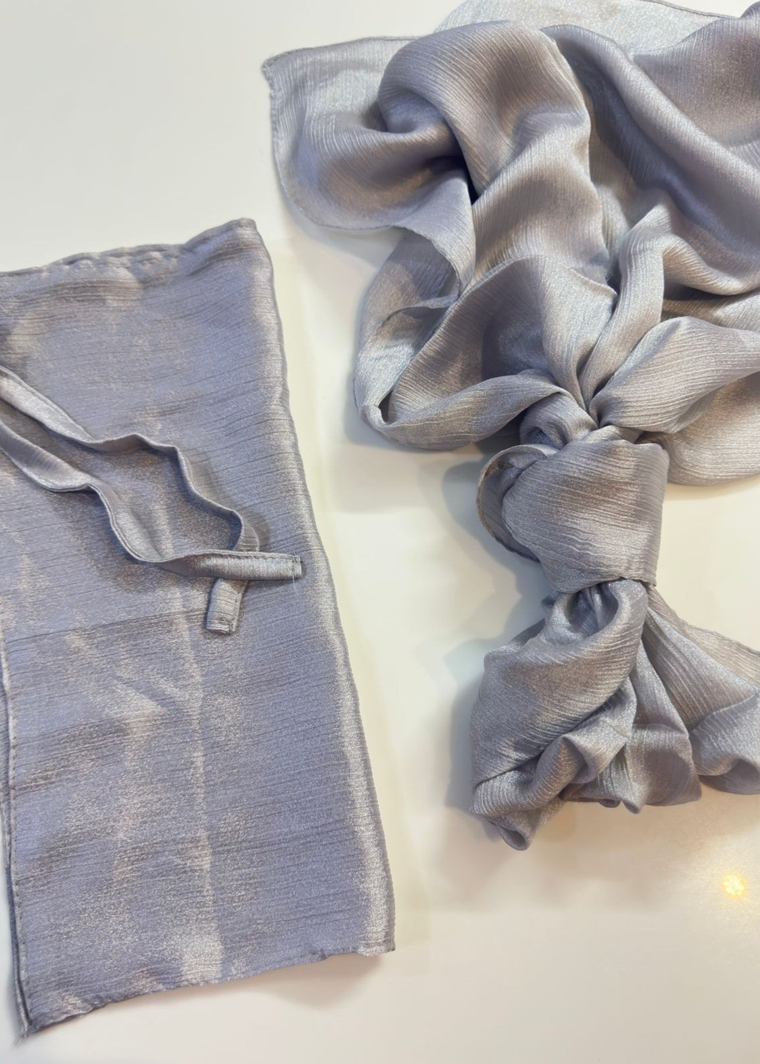 banarsi silk Hijab in Silver