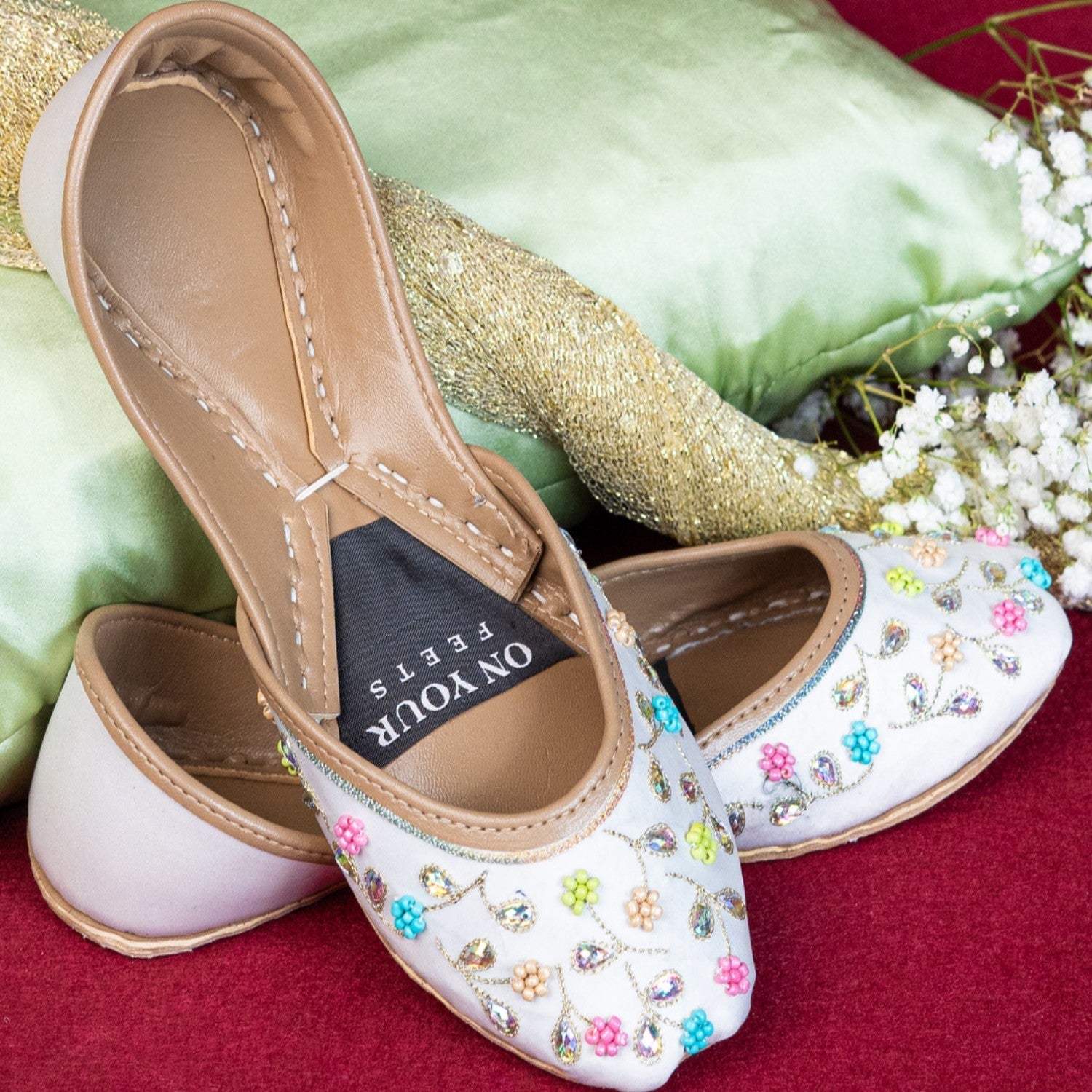 Khussa in White by - High Quality Women Khussa KBY6317