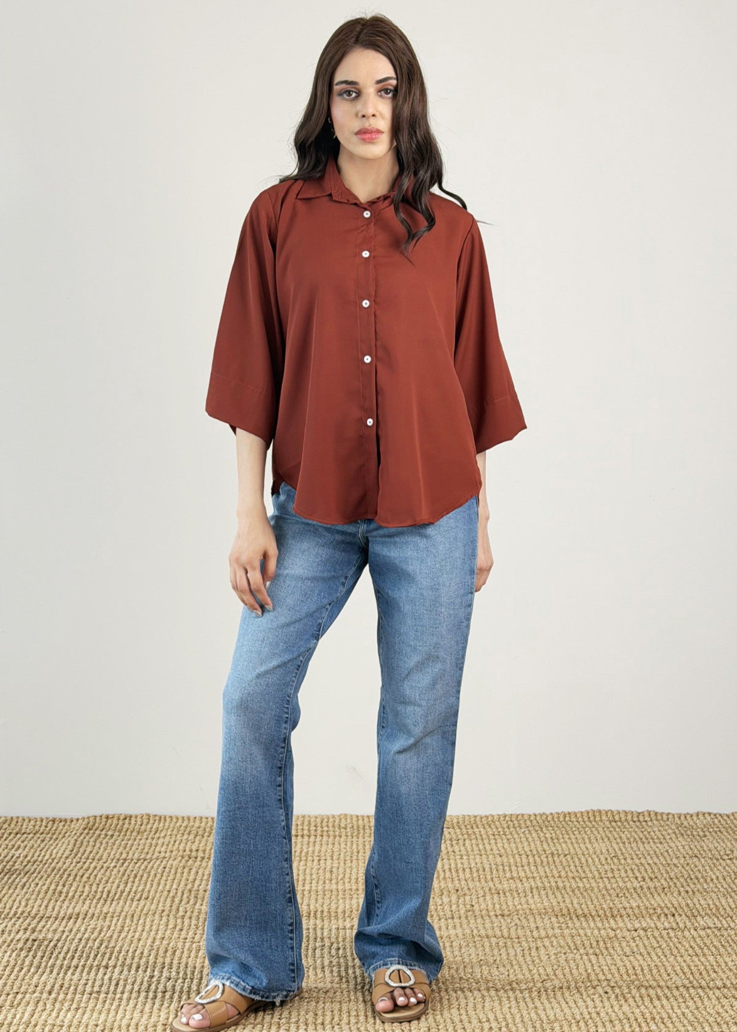georgette Top in Rust orange