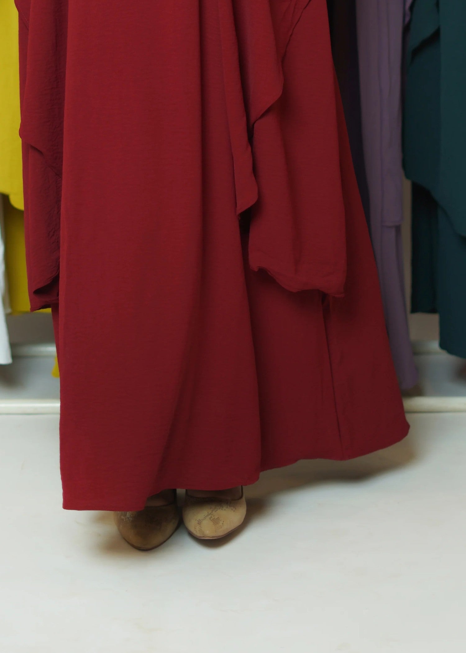 polyester Abaya in Maroon