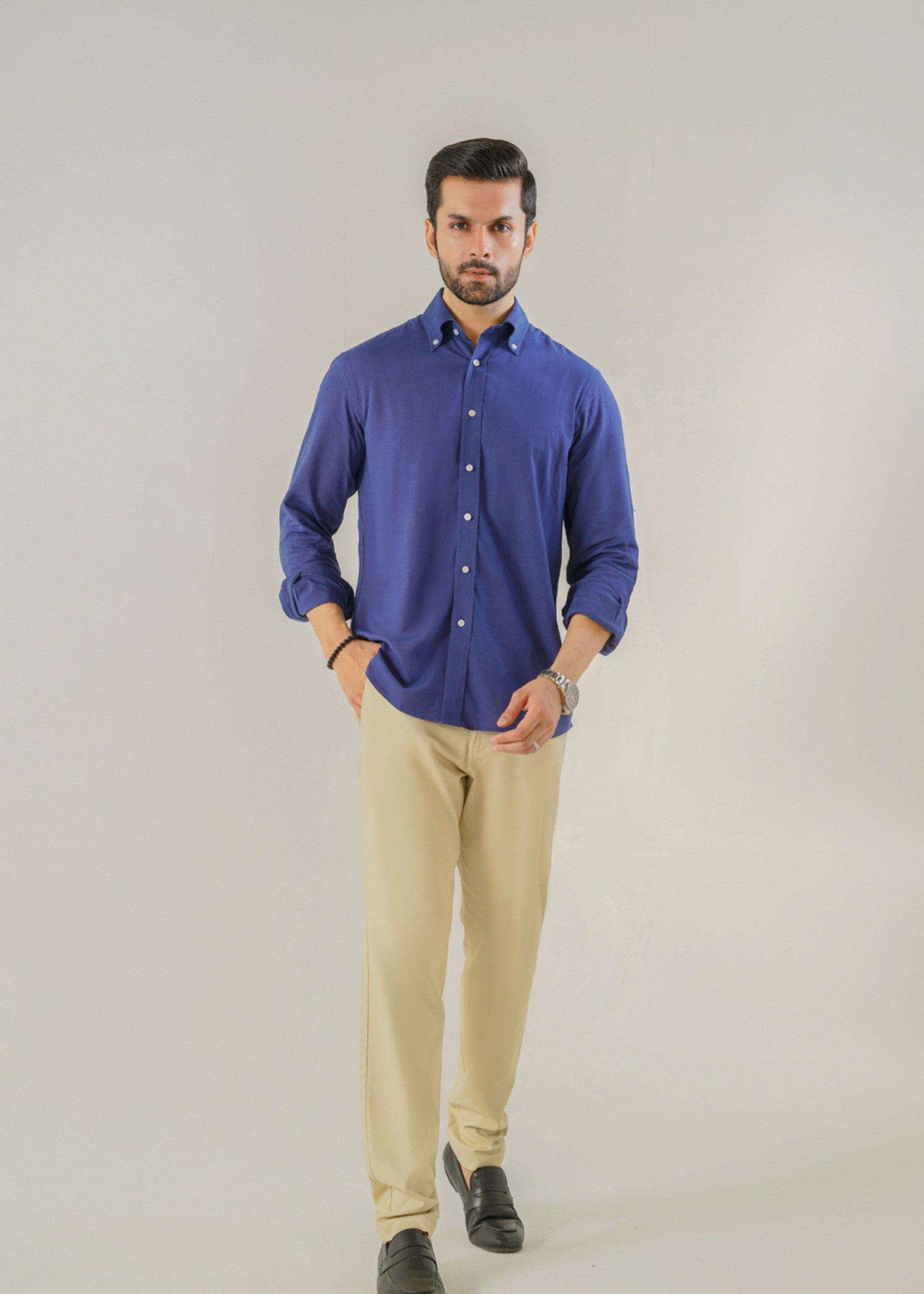 linen Casual Shirt in Royal blue