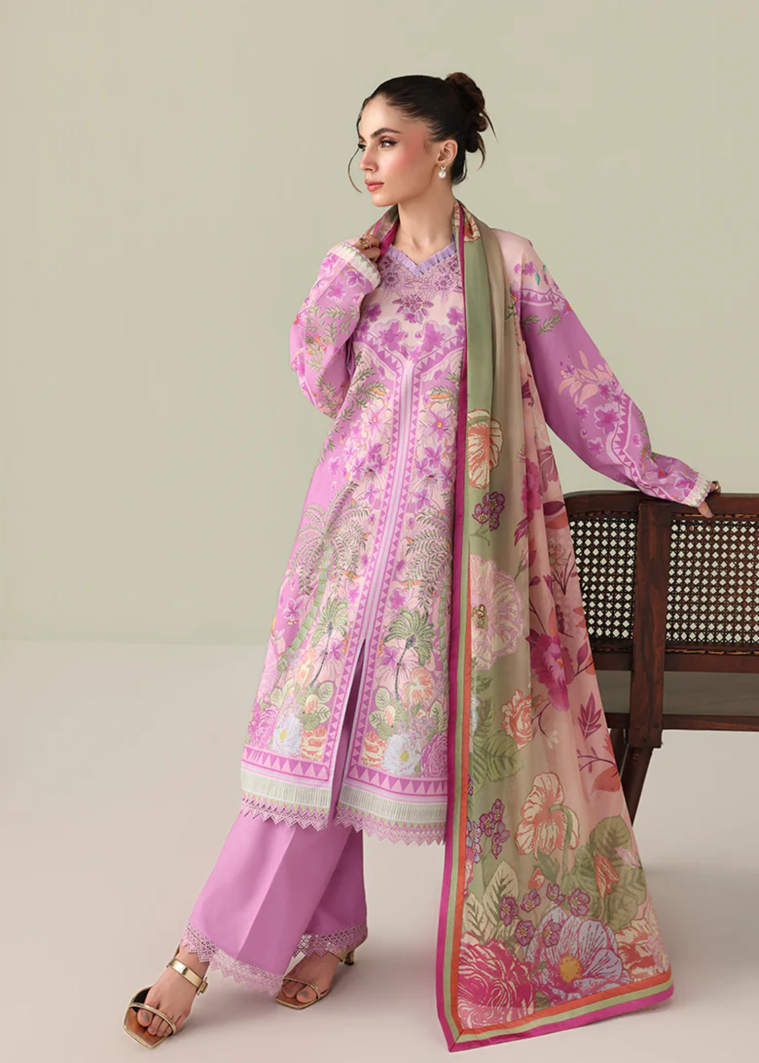 lawn Unstitched in Purple pizzazz